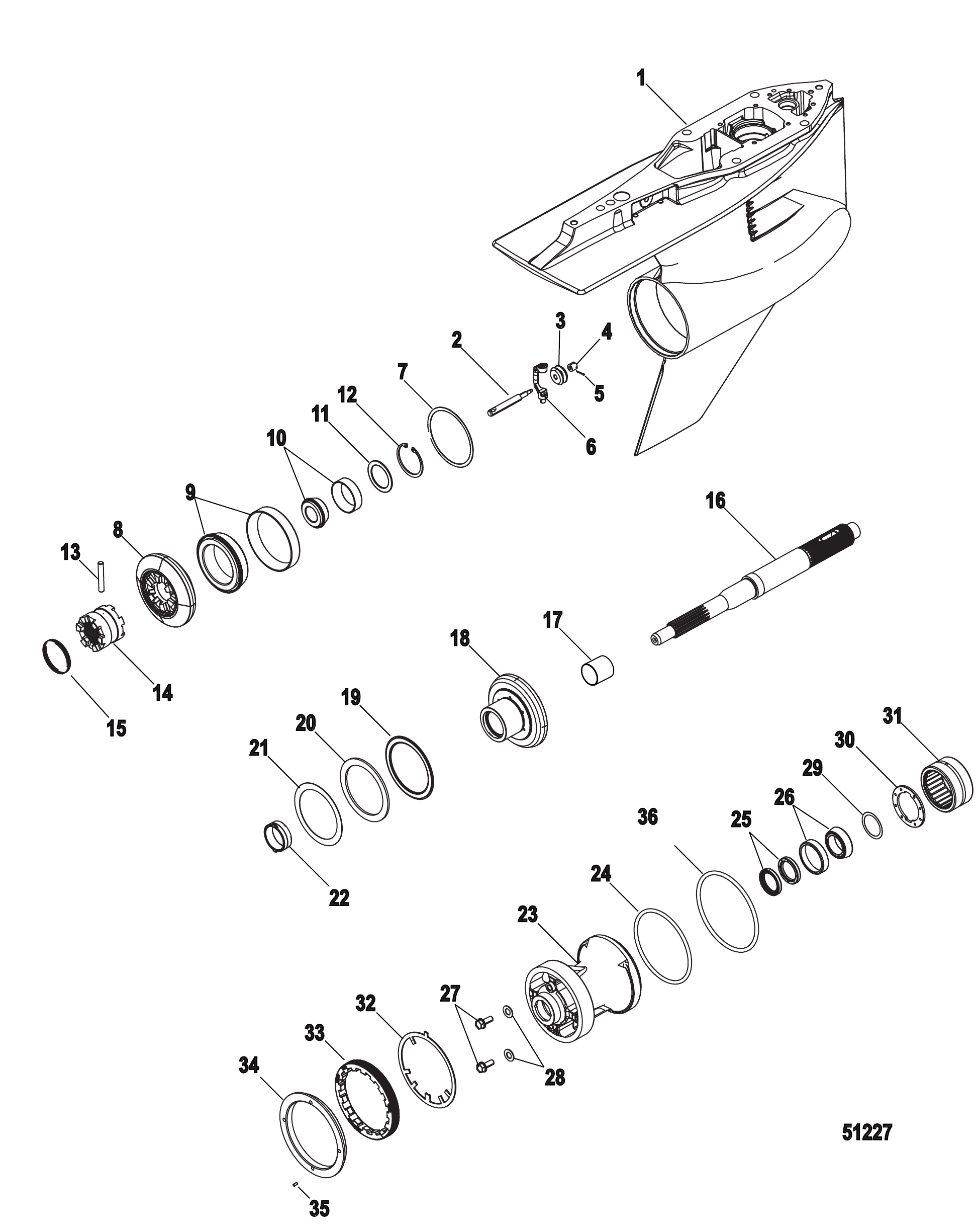 Gear Housing, Prop Shaft-Counter Rotation, 5.44 Torpedo
