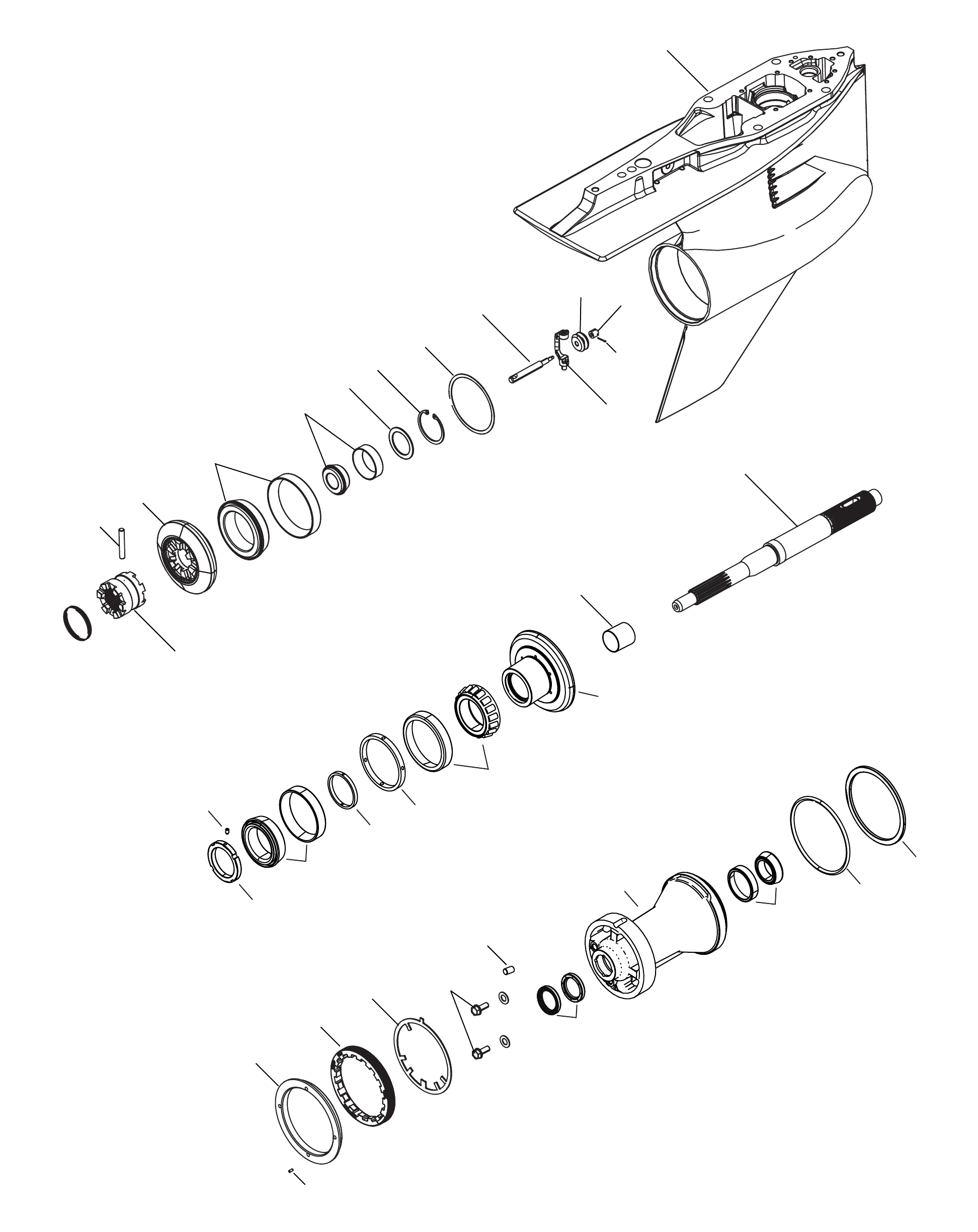Gear Housing 1.75:1, Prop Shaft Counter Rotation, 5.44 Torpedo, Design-II, Tapered Forward Bearing