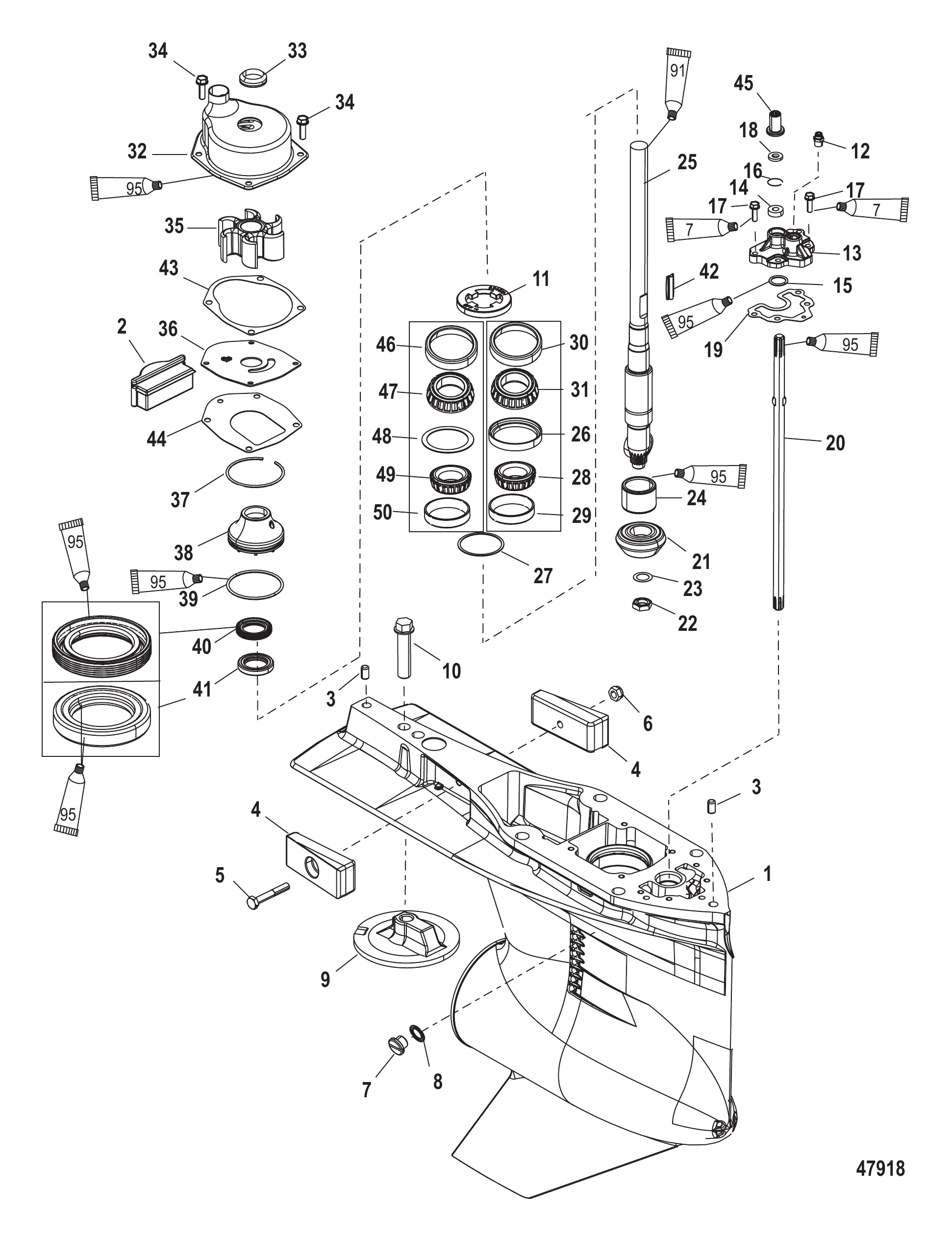 Gear Housing Driveshaft, 4.80 Torpedo