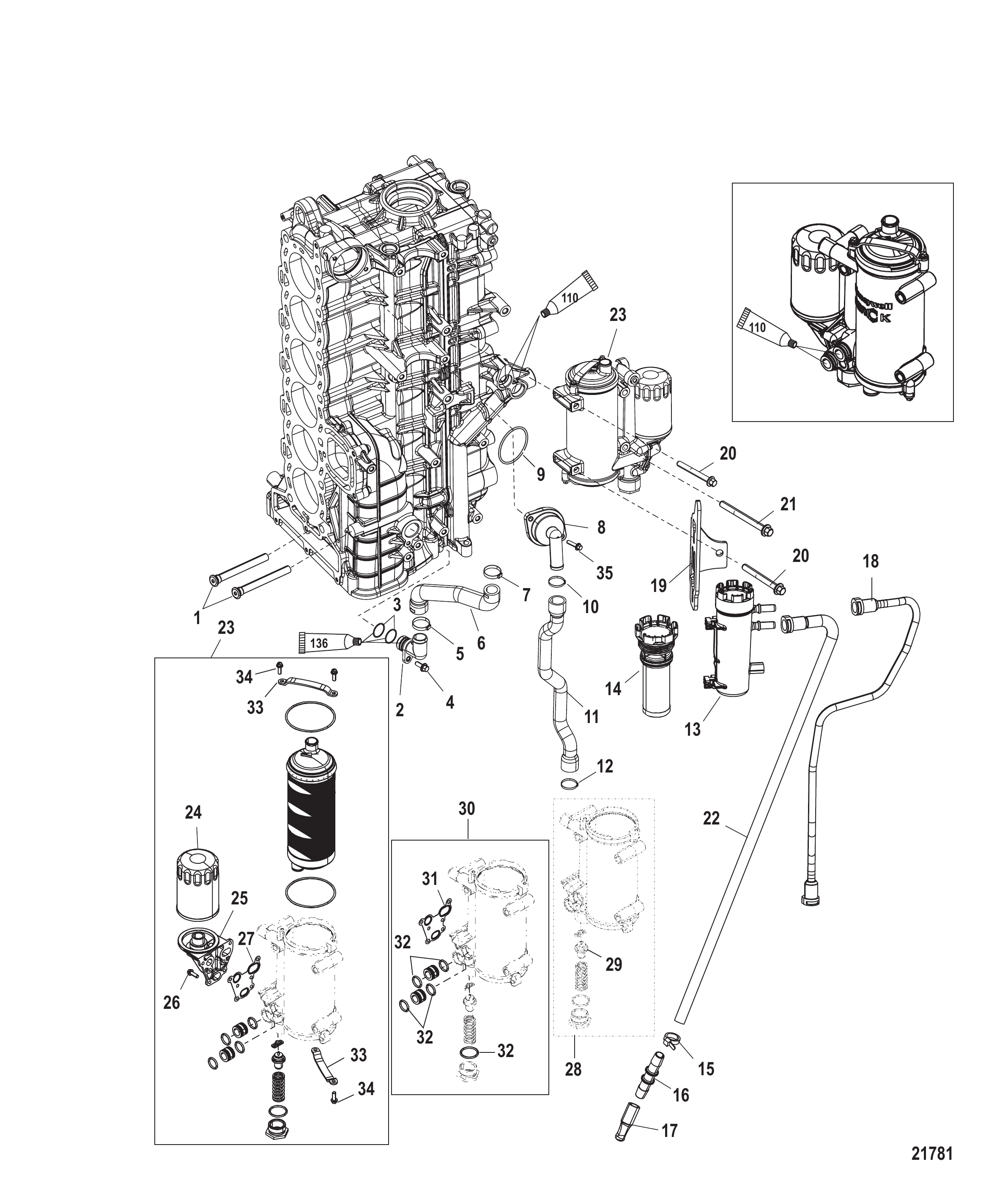 Starboard Cylinder Block/Oil Cooler