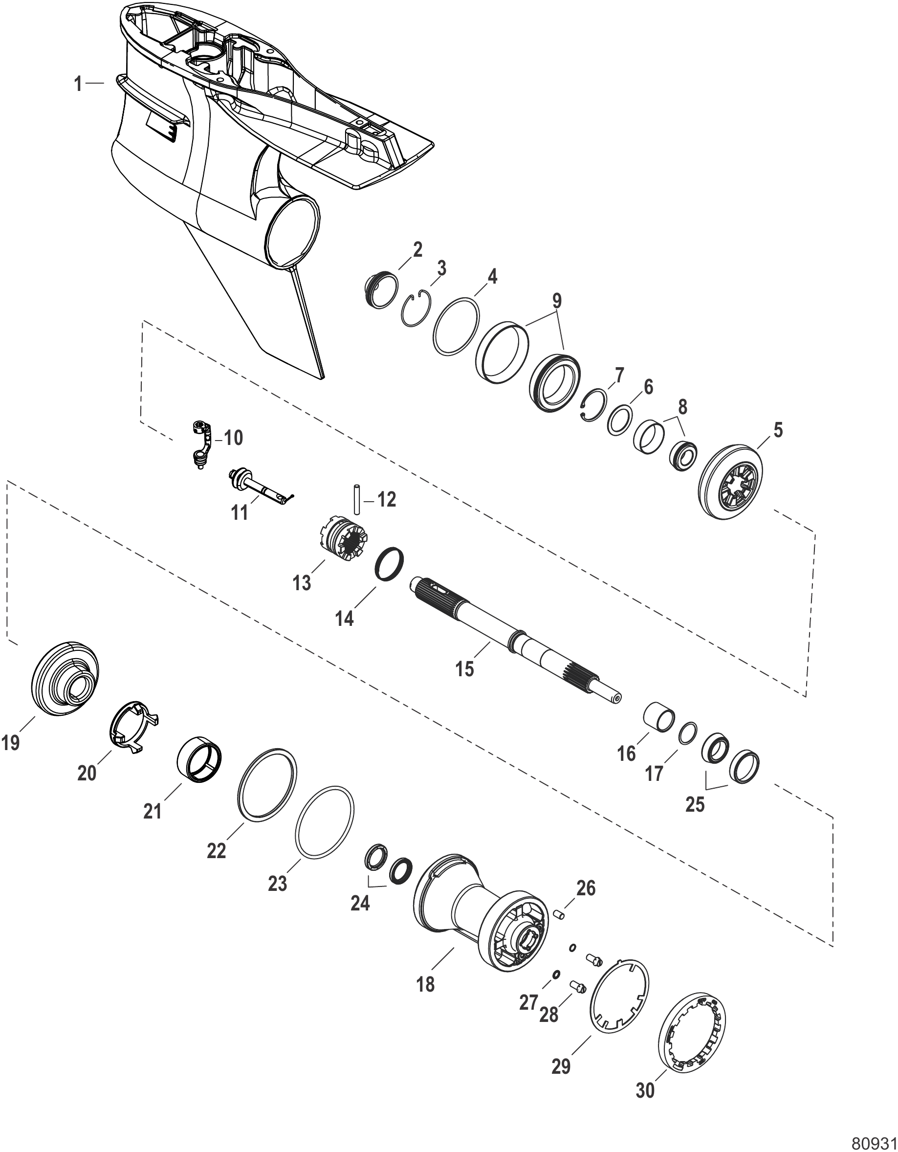 Gear Housing Prop Shaft, Standard Rotation,Torque Master (1.75 Gear Ratio)