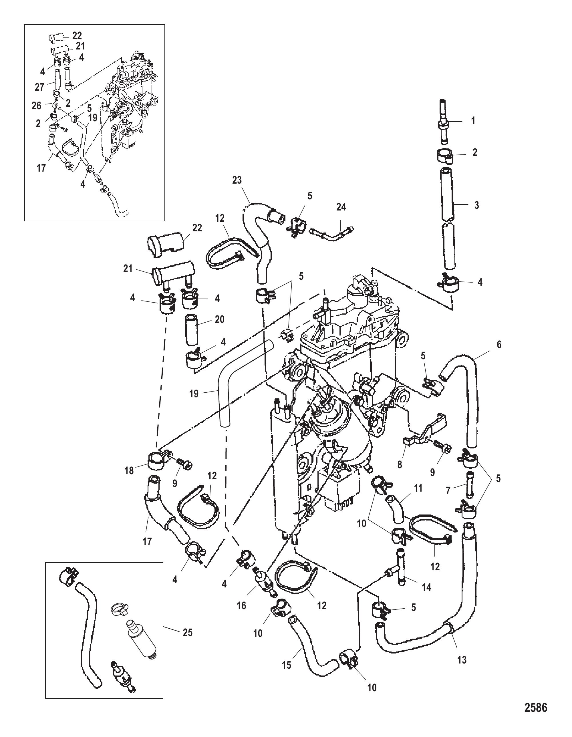 蒸汽分离器管路布置 Vapor Separator Hose Routing