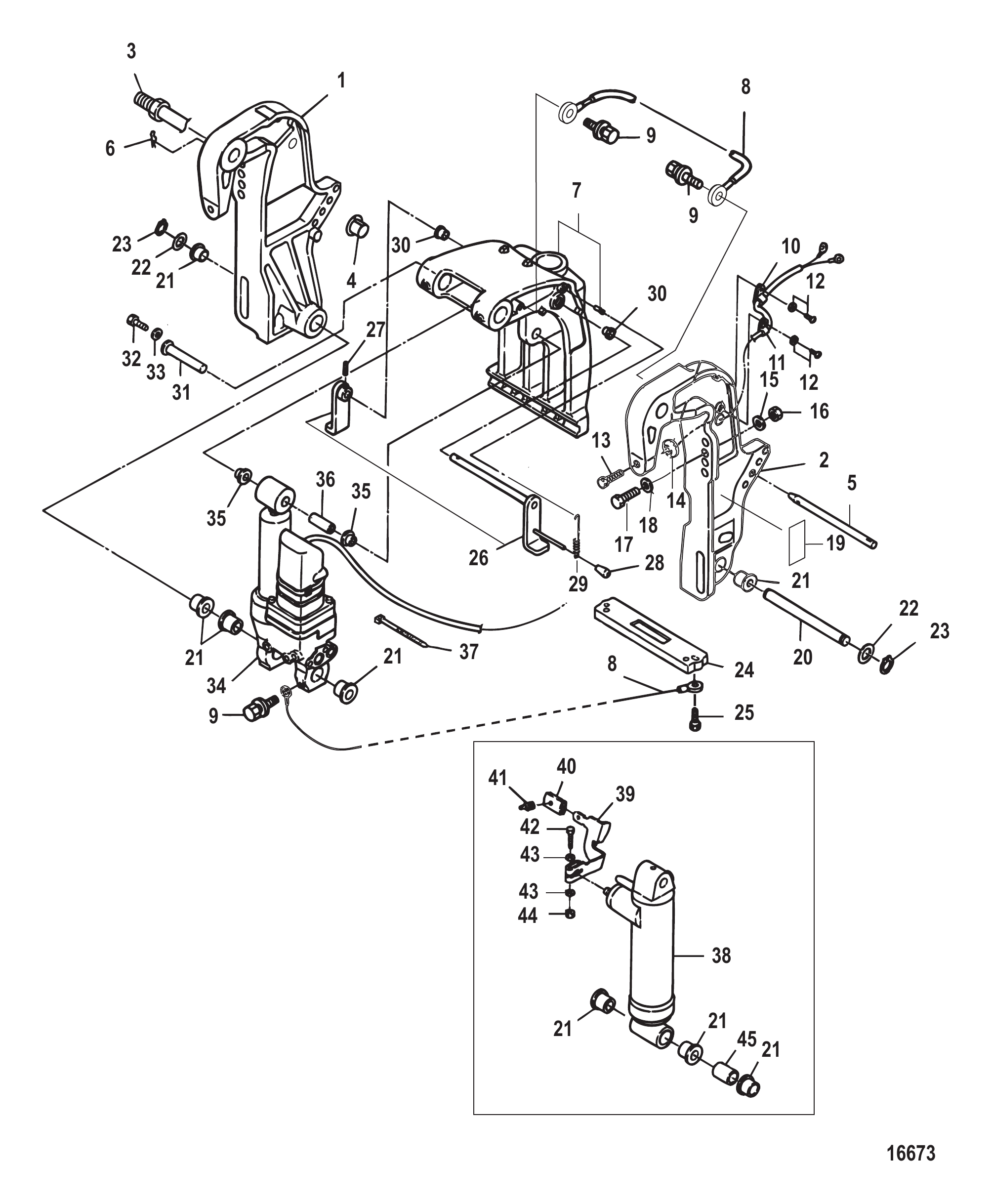 Clamp Brackets Power Trim and Gas Assist