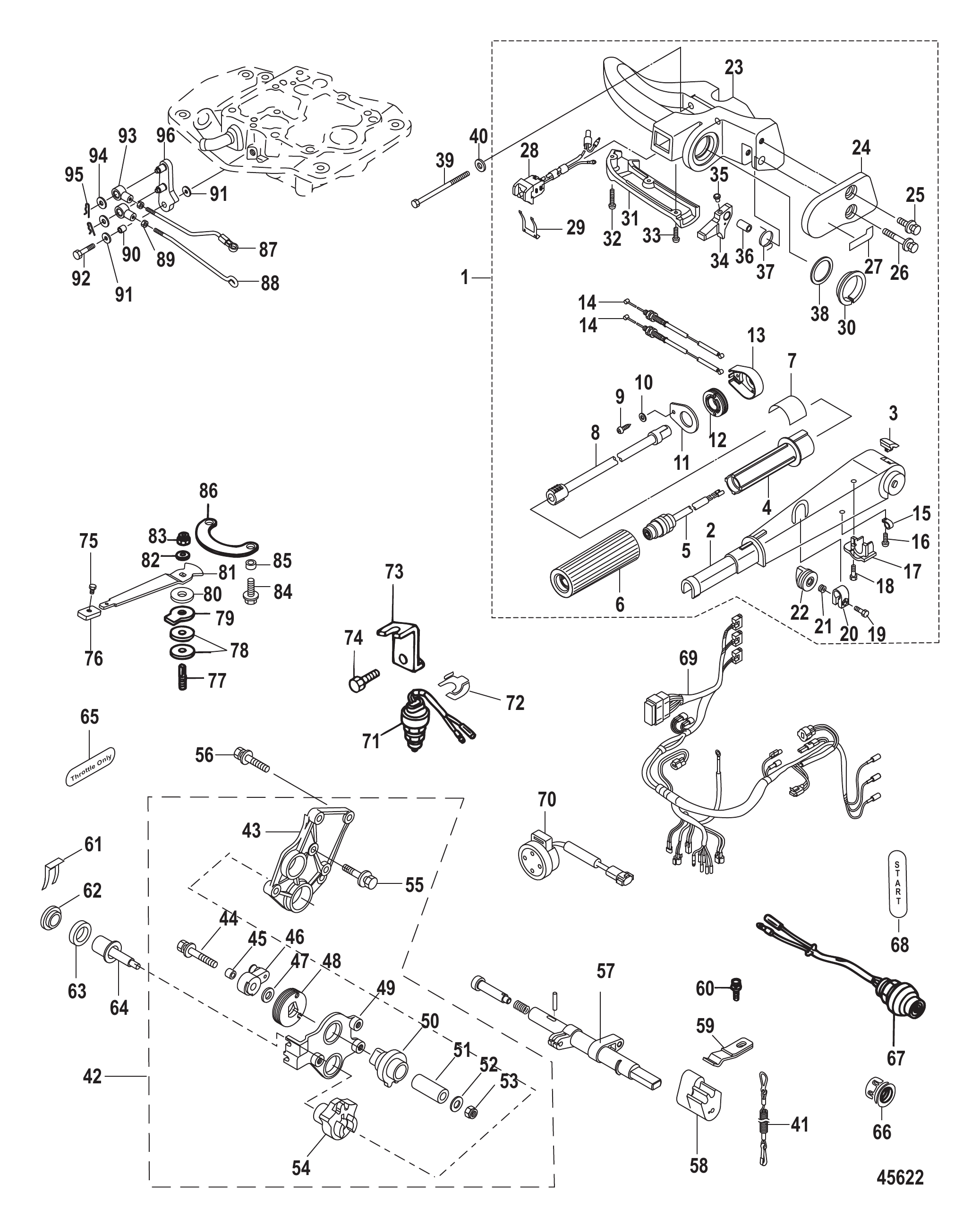 Tiller Handle Conversion Kit 25-30 Hp Electric - 8M0051062