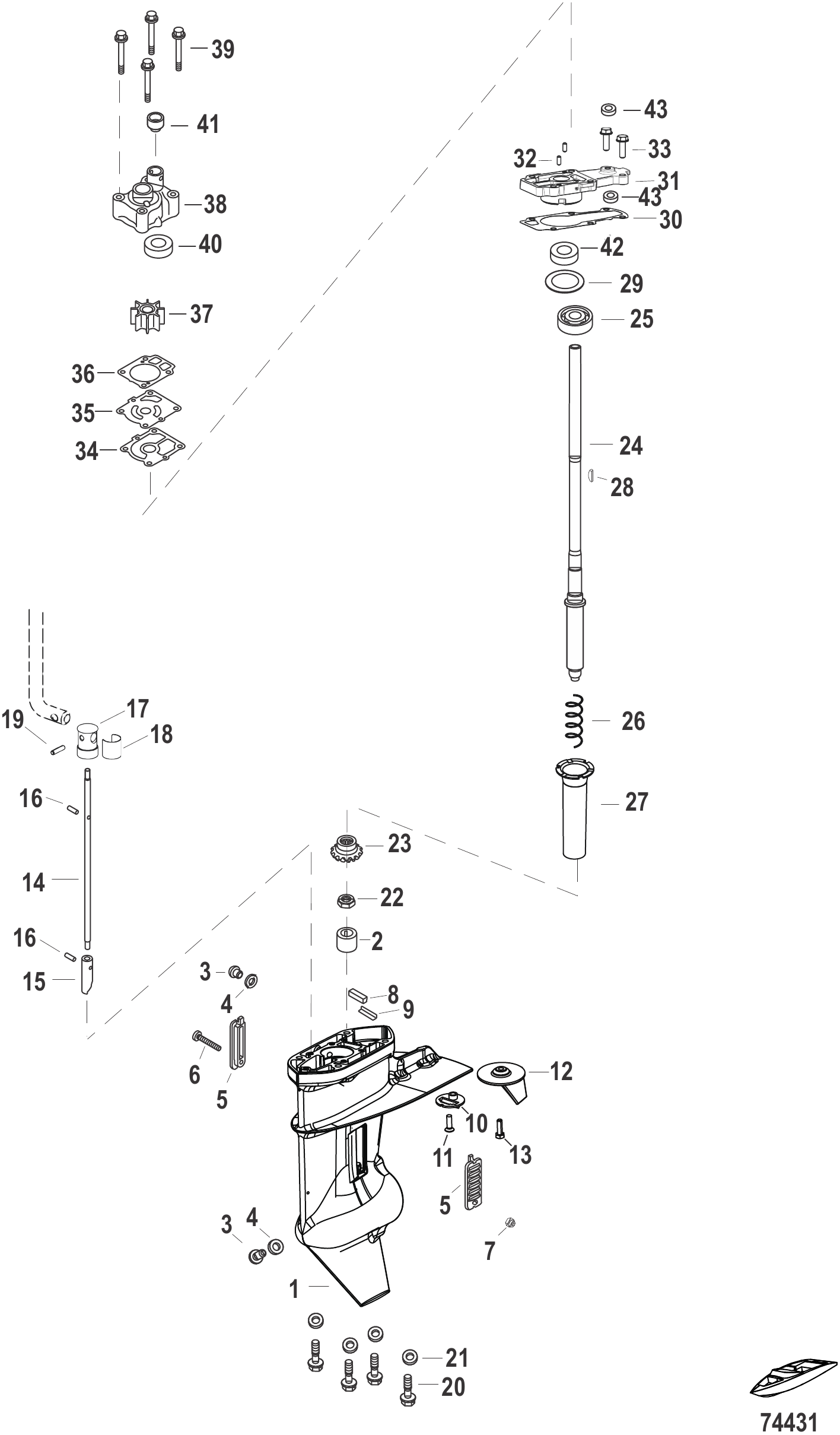 Gear Housing Driveshaft - 2.17:1