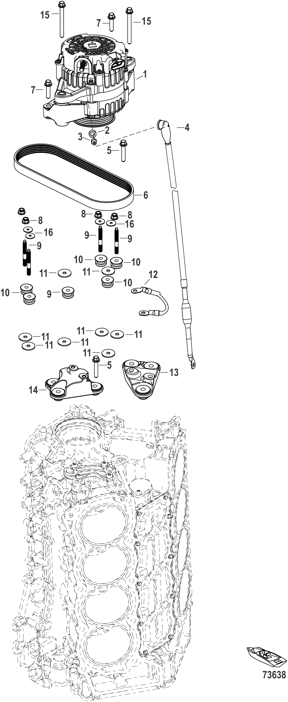 Alternator Mounting/Belt 3B056353 and Up