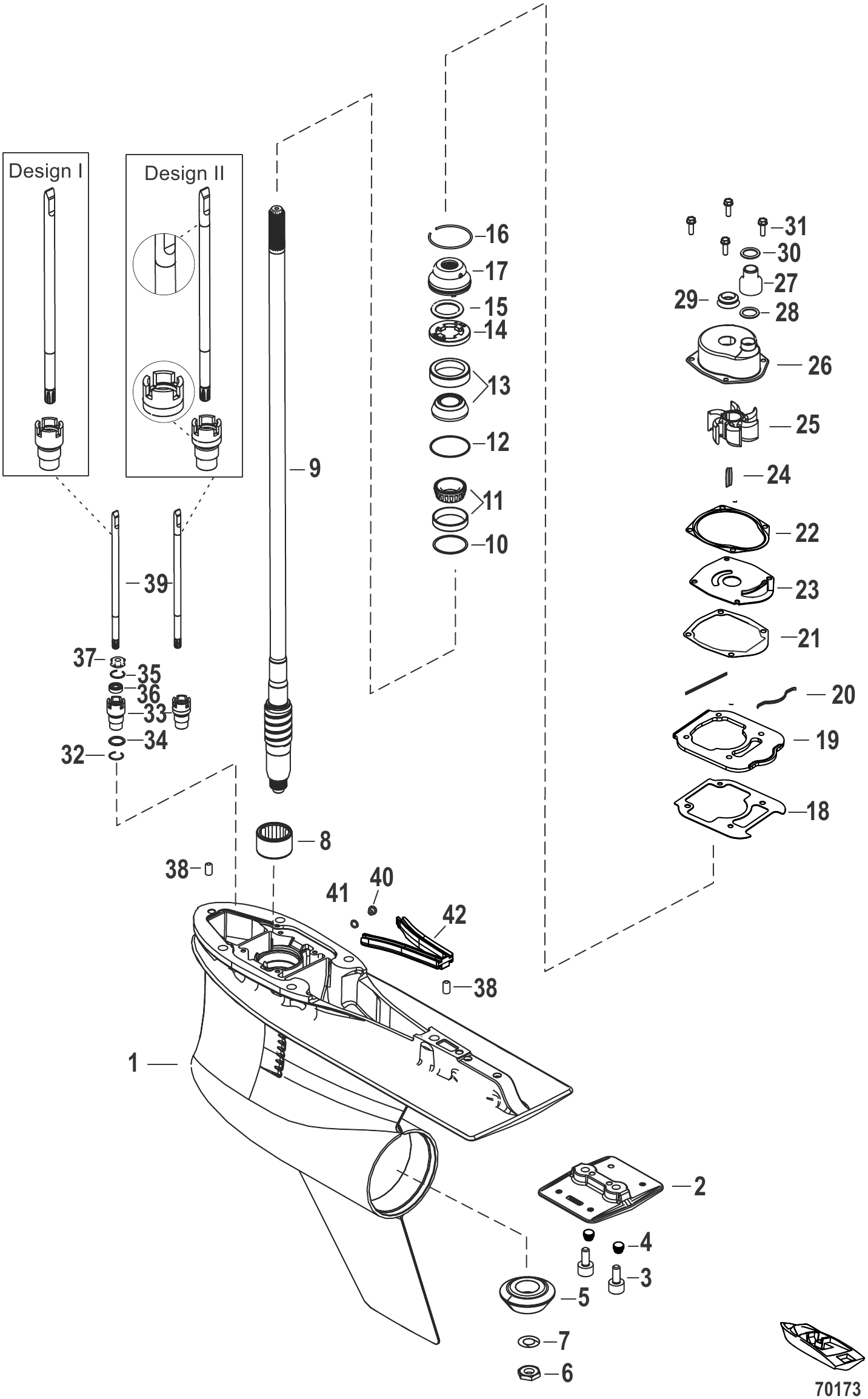 Gear Housing, Driveshaft, 5.44 Torpedo (1.75 Gear Ratio)