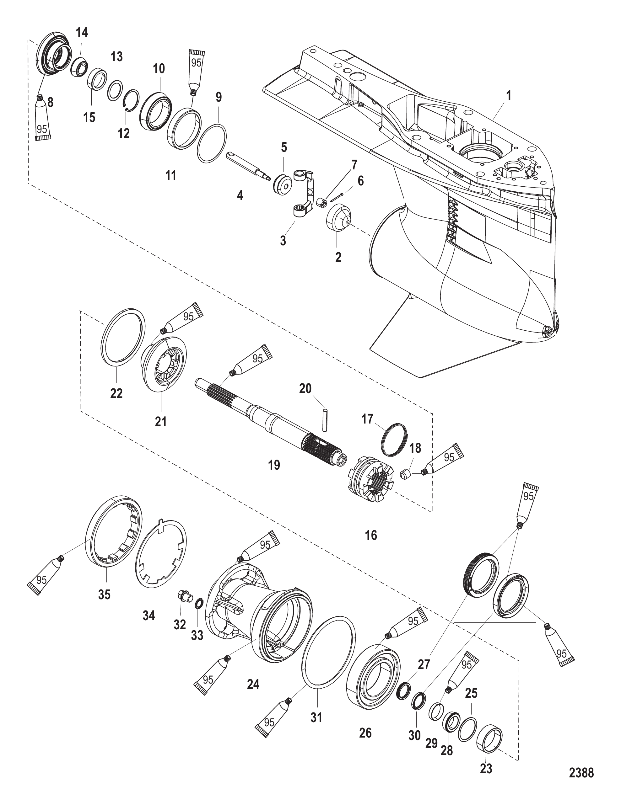 Gear Housing Propeller Shaft 2B026816 and below