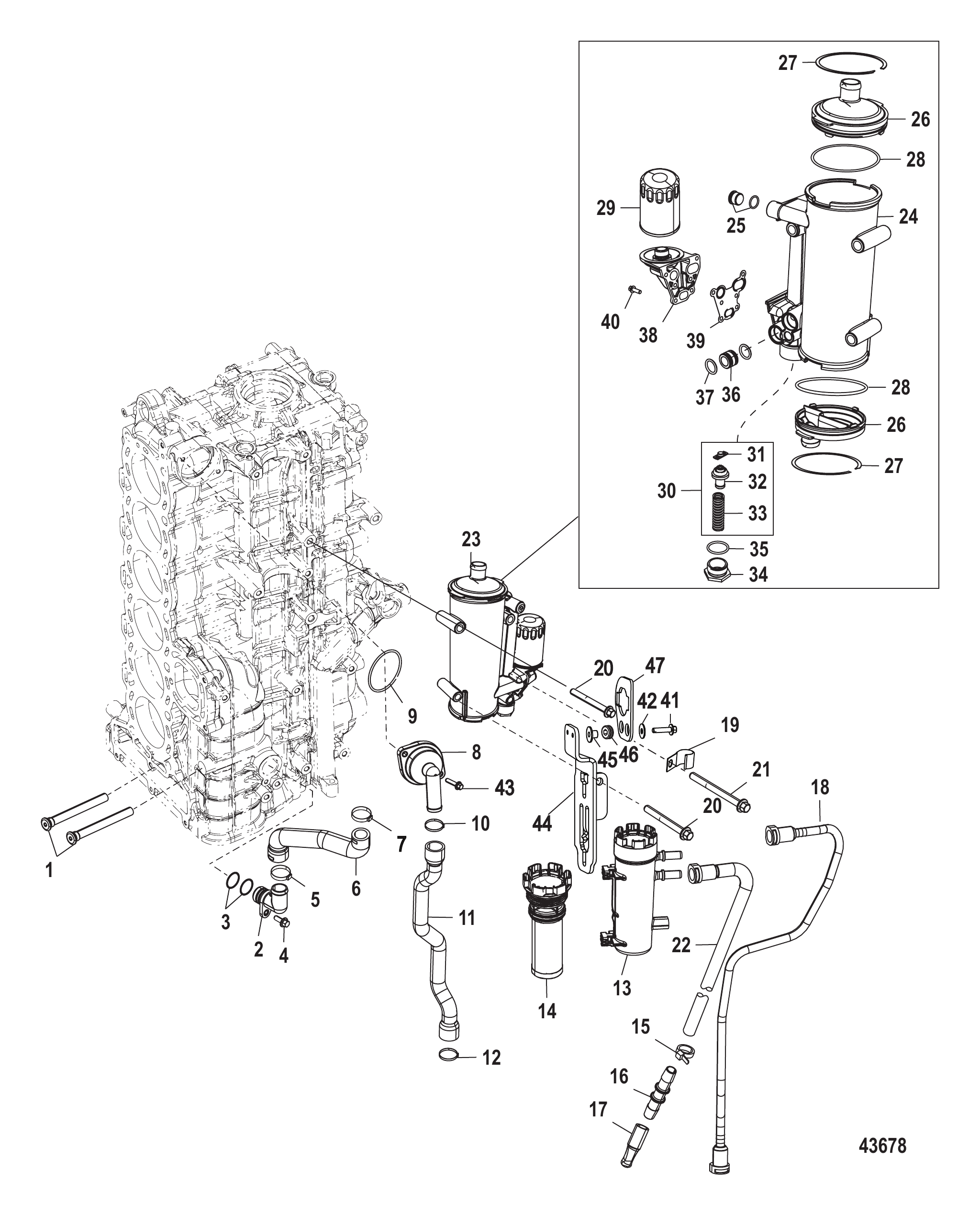 Starboard Cylinder Block/Oil Cooler (1B830816 and Above)
