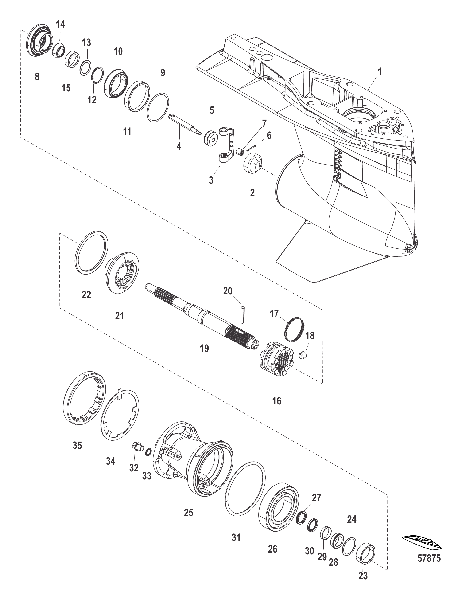 Gear Housing Prop Shaft - Std Rot, 4.80 Torpedo