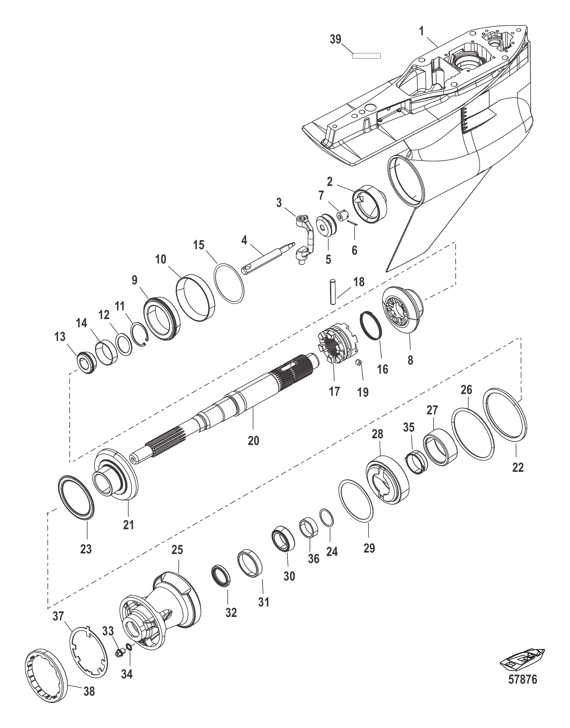 Gear Housing Prop Shaft-Count Rot, 4.80 Torpedo