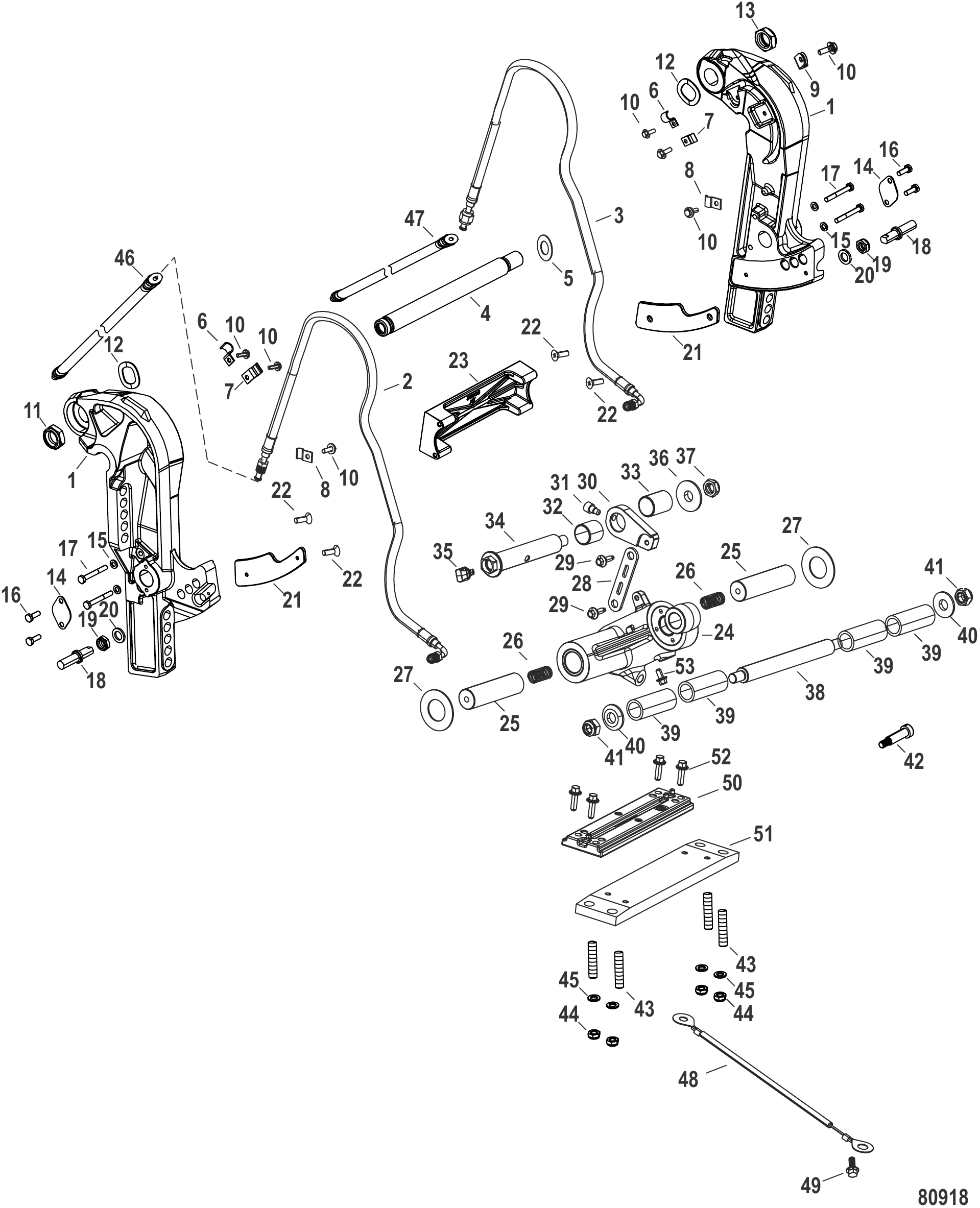 艉板总成动力升降 - ROS型号 Transom Assembly Power Trim - ROS Models
