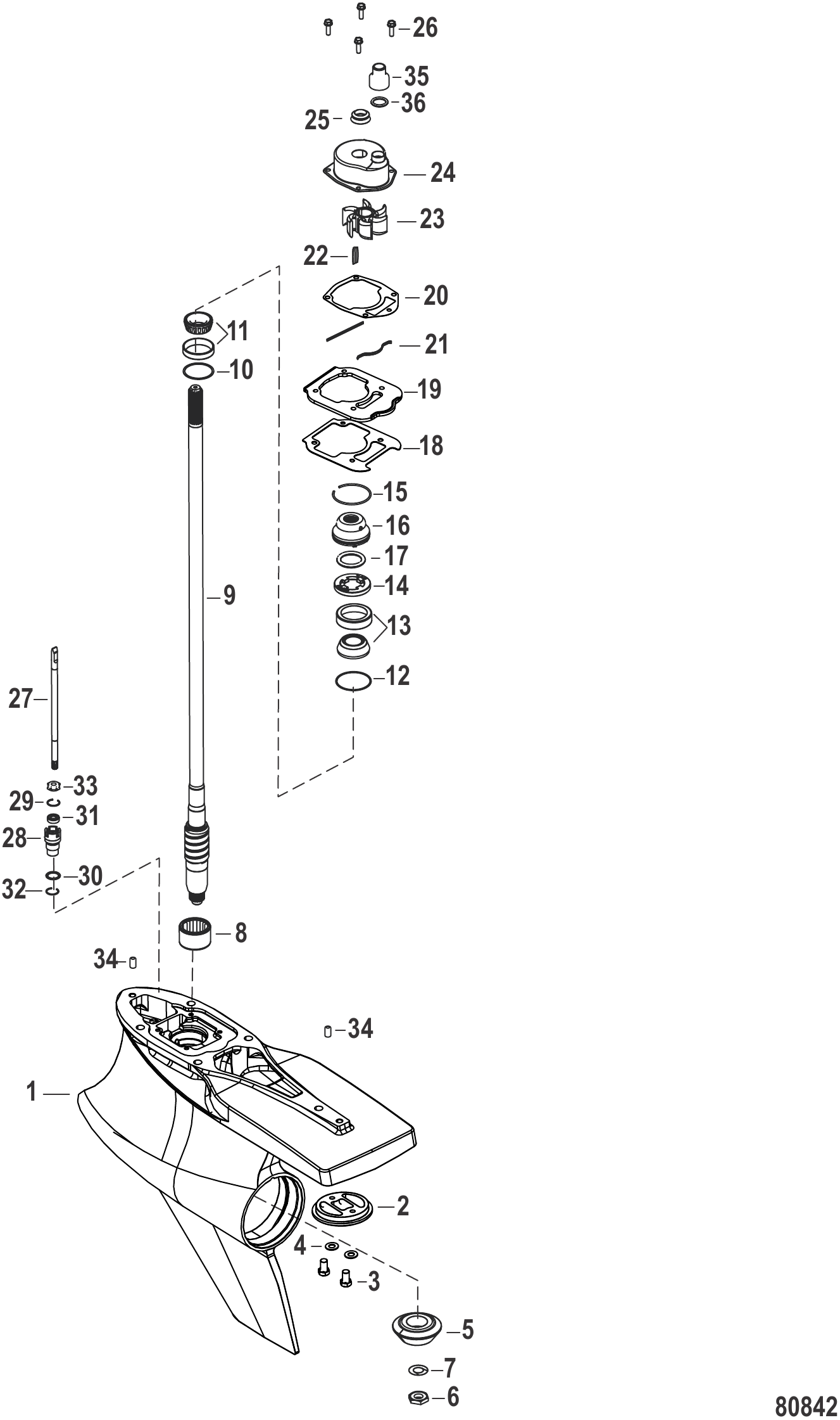 Gear Housing Driveshaft, Sport Master (1.75 Gear Ratio)