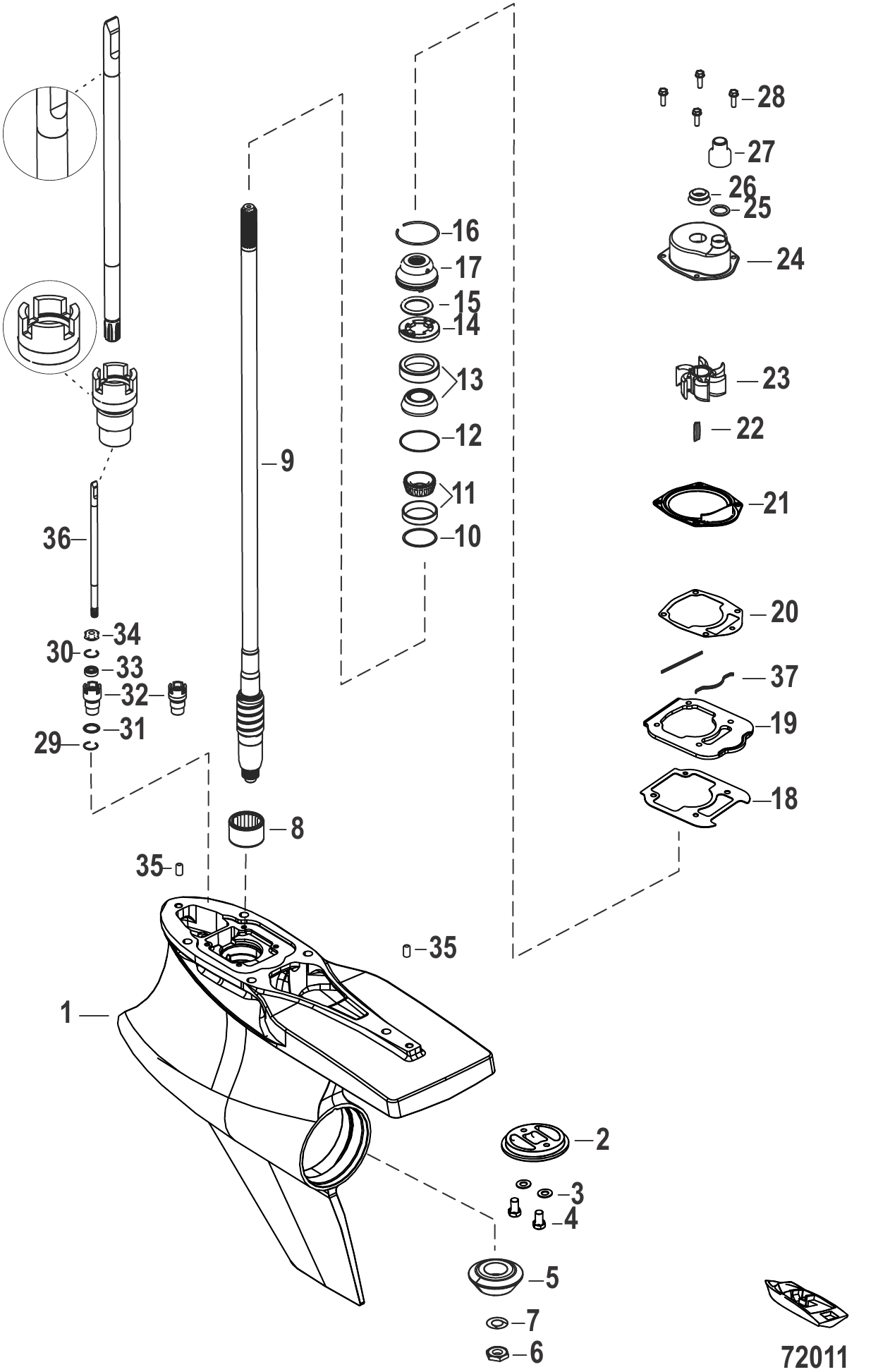 Gear Housing Driveshaft, Sport Master (1.60 Gear Ratio)