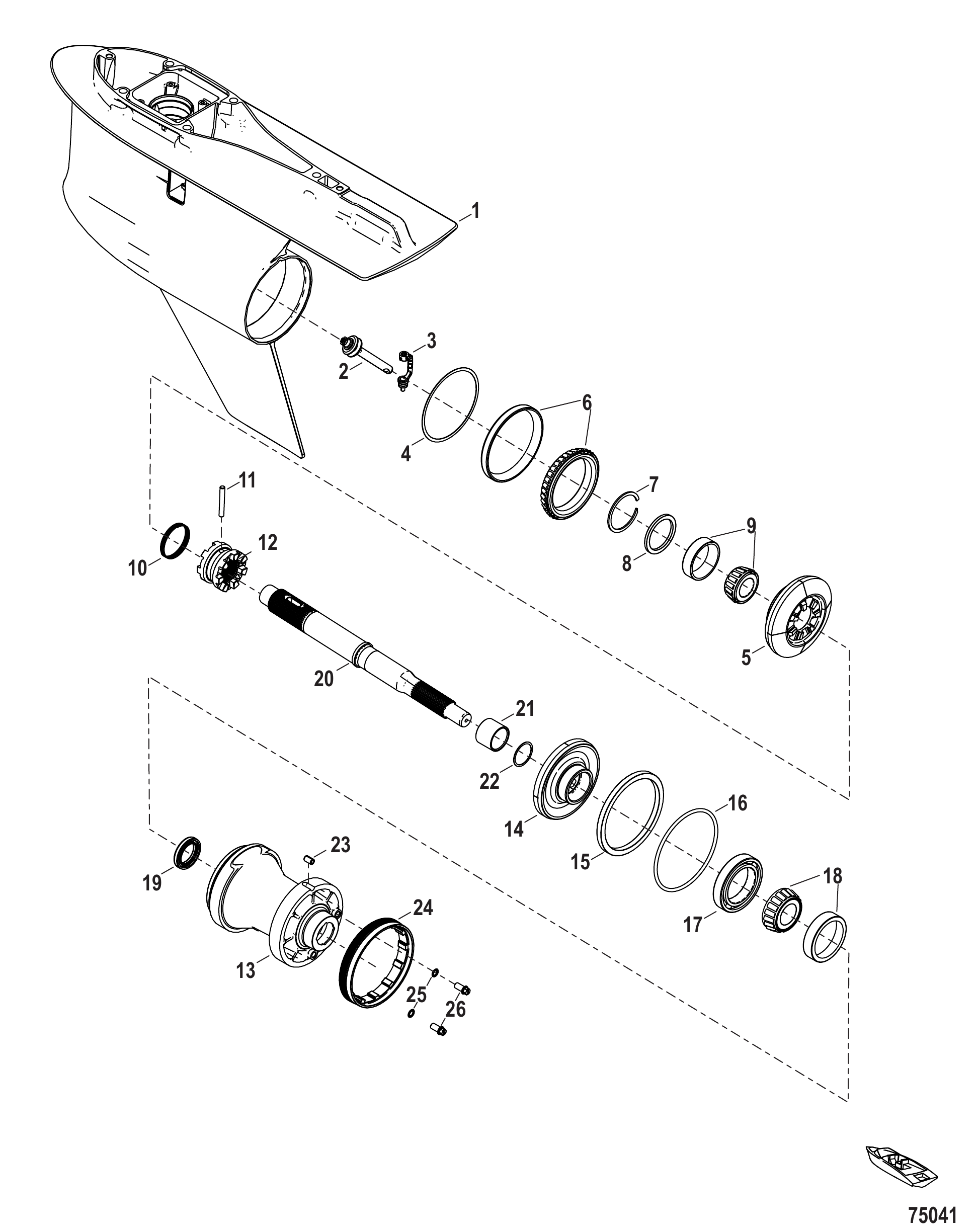 Gear Housing, Prop Shaft - Standard Rotation, 6.44 Torpedo (2.08 Gear Ratio)