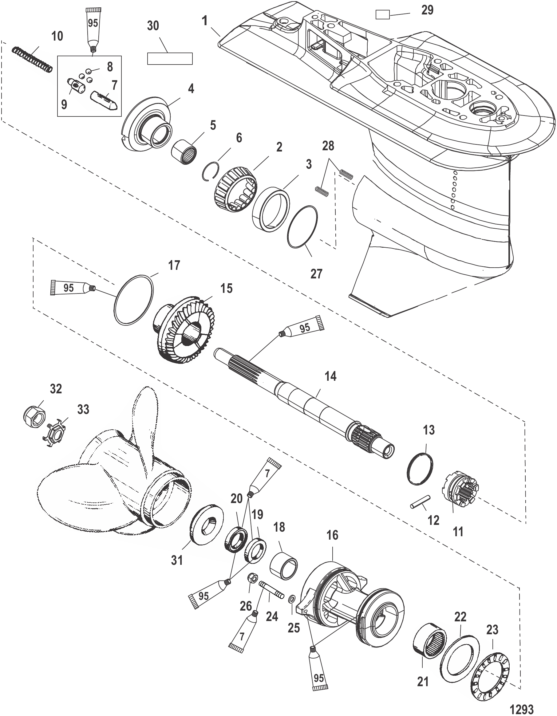 Gear Housing Prop-2.33:1-USA-0T625304/BEL-0P216185 and Up