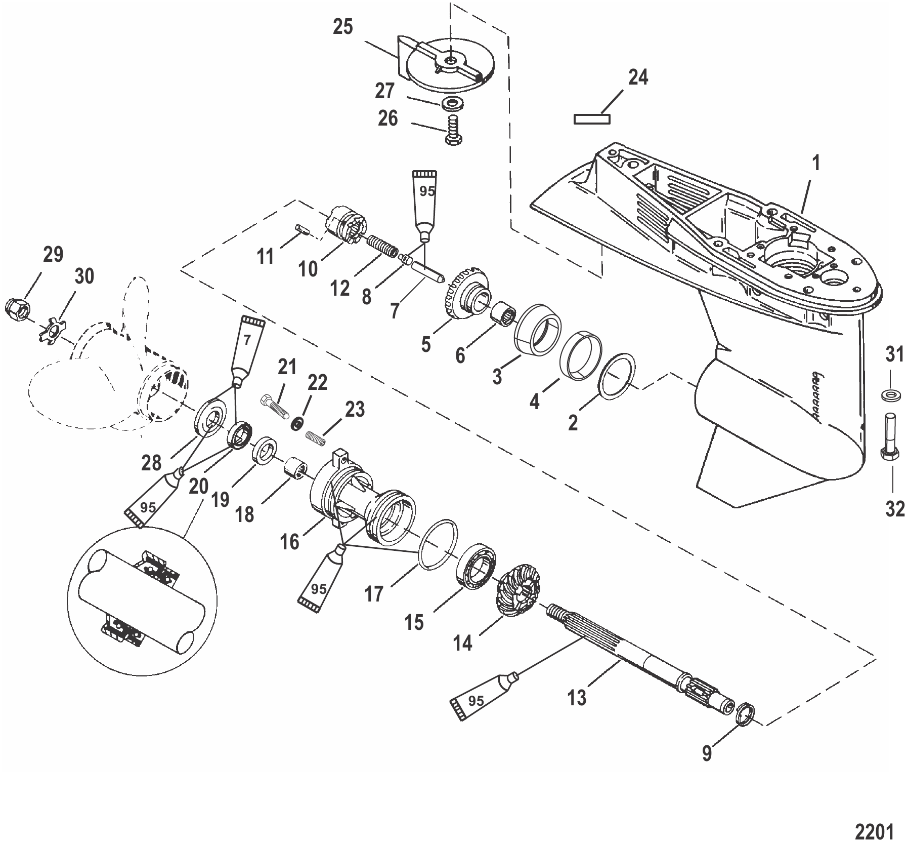 Gear Housing Propeller Shaft - 1.83:1 Gear Ratio