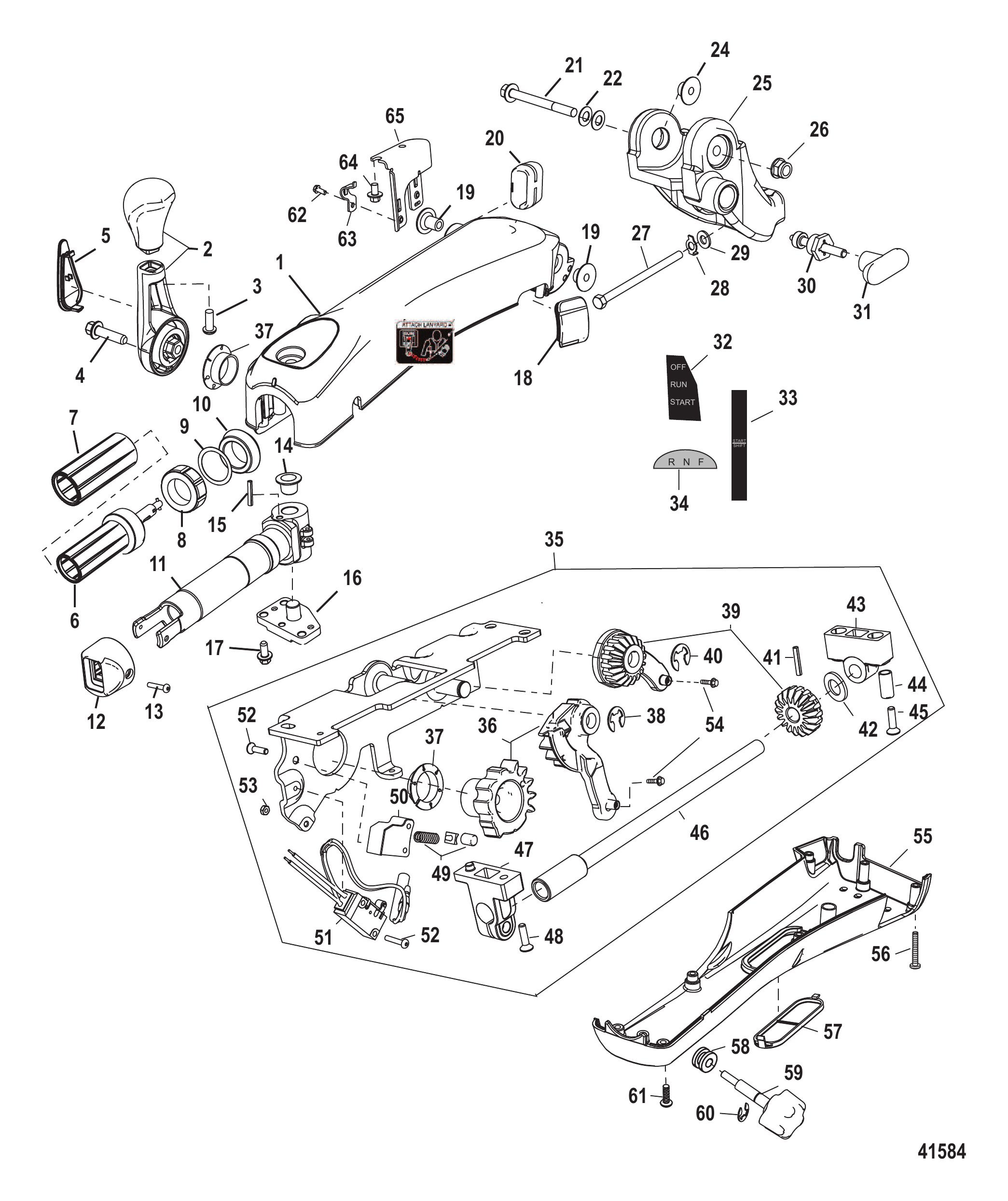 Big Tiller Handle Assembly (40-60 EFI 4-Stroke Manual)