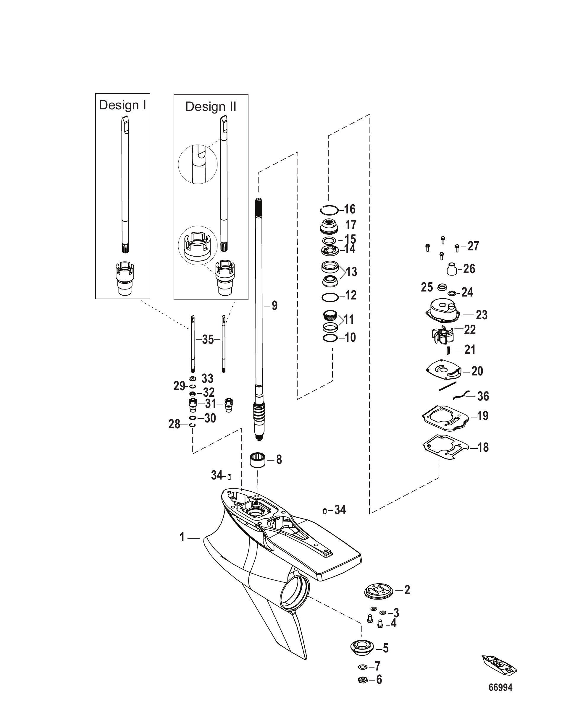 Gear Housing Driveshaft, Sport Master 1.60