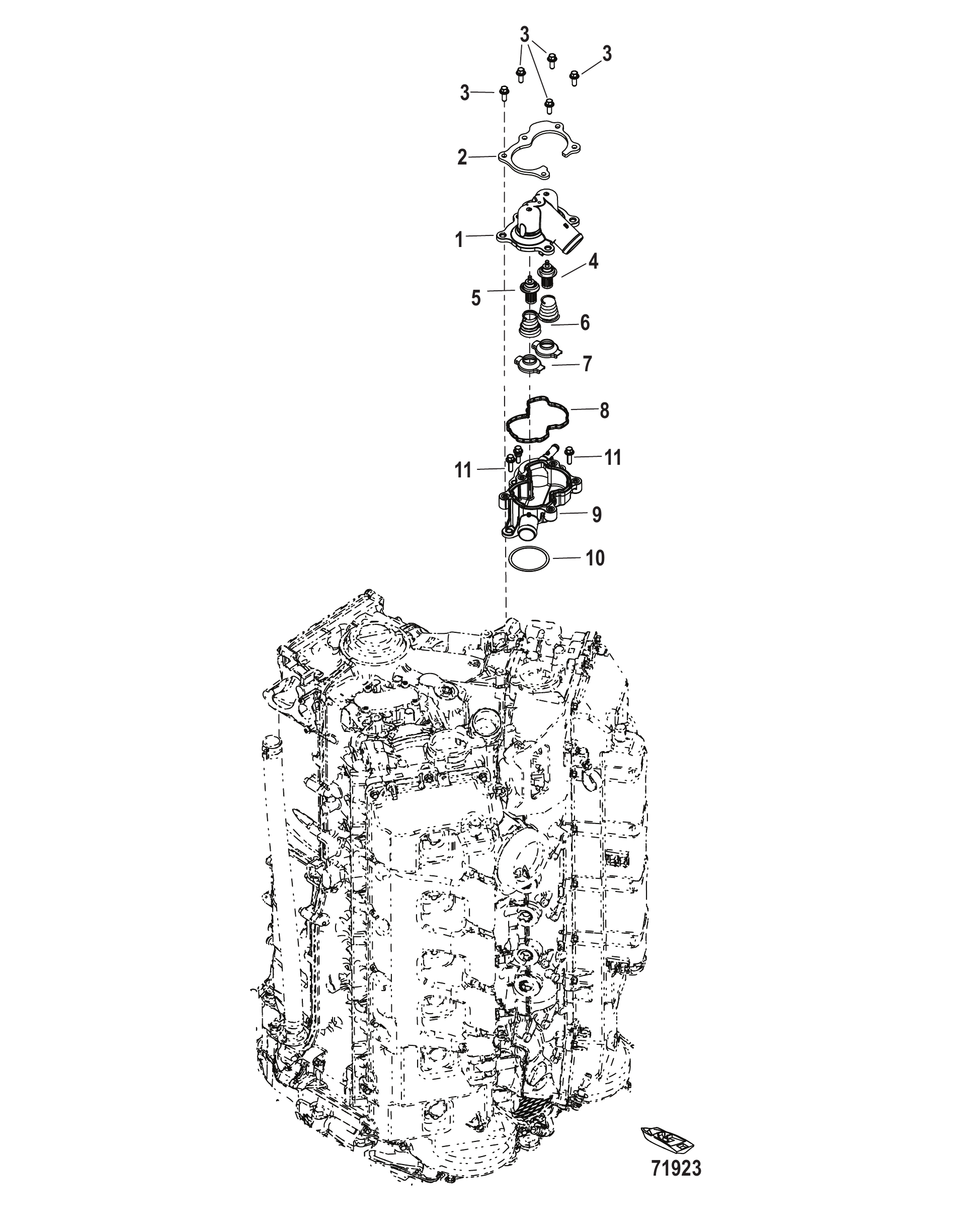 Cooling Thermostat, Serial 3B332191 and Below