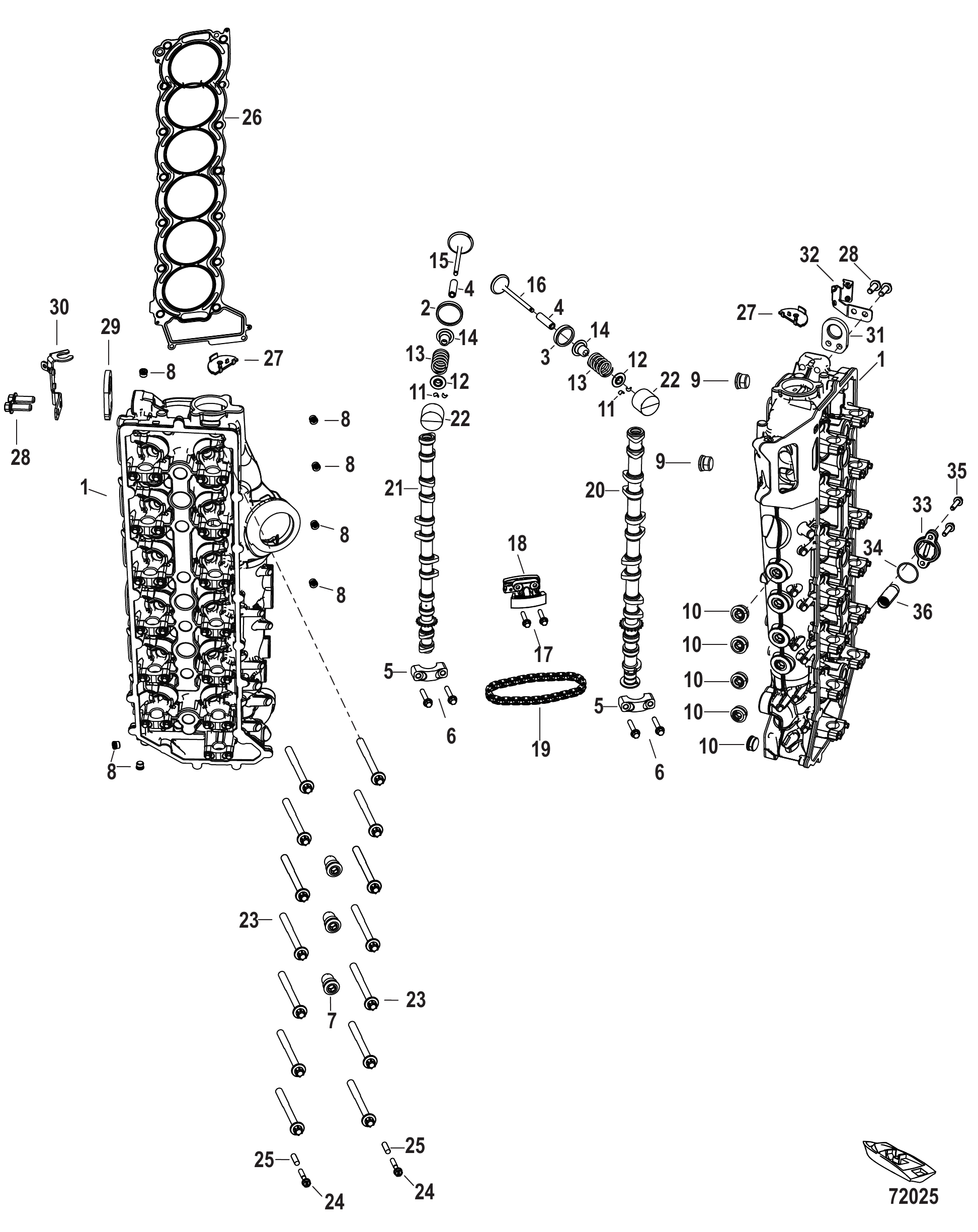 Cylinder Head and Camshaft Serial 3B332191 and Below