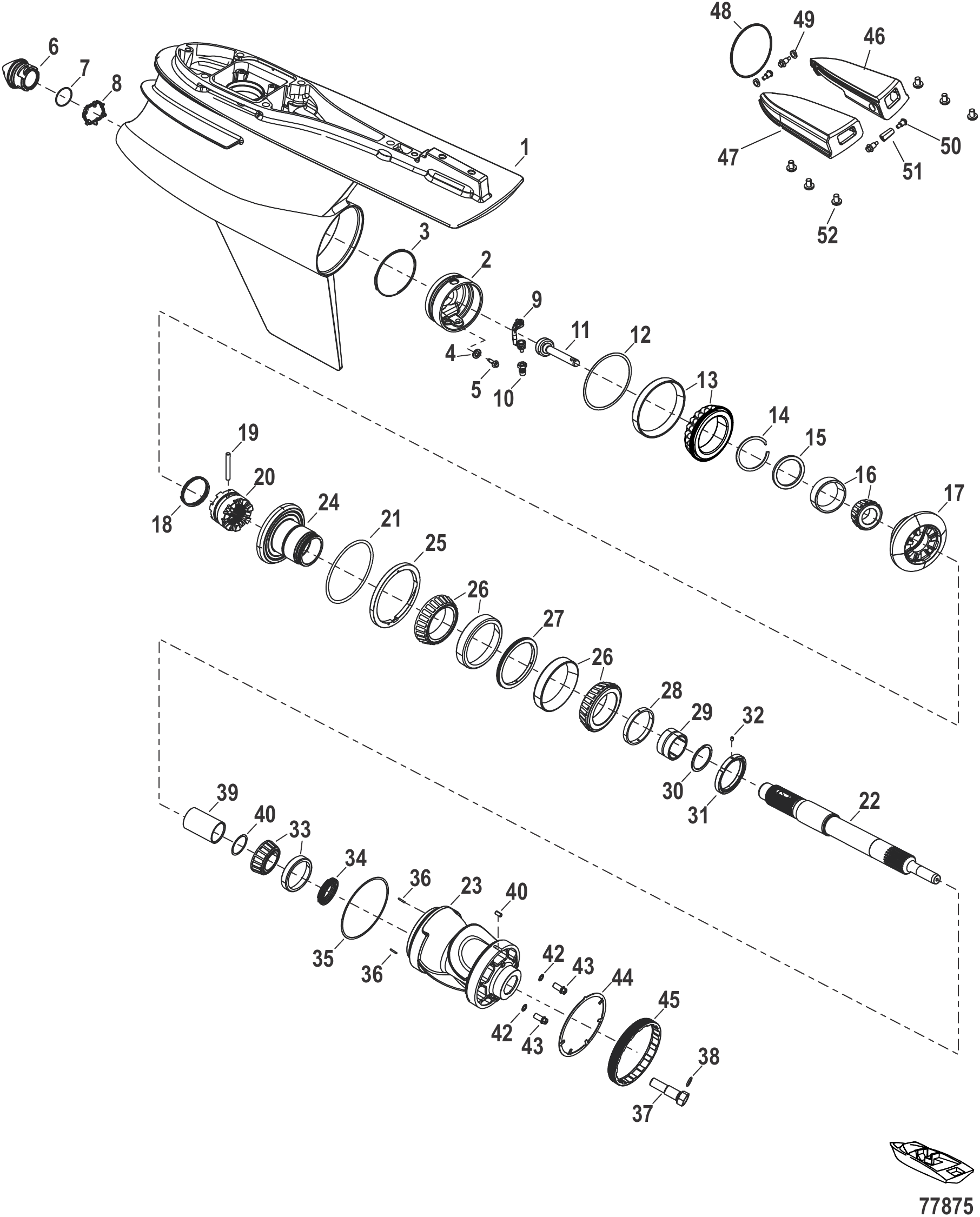 Gear Housing, Joystick Piloting Prop Shaft - Standard Rotation, R-Drive 1.60