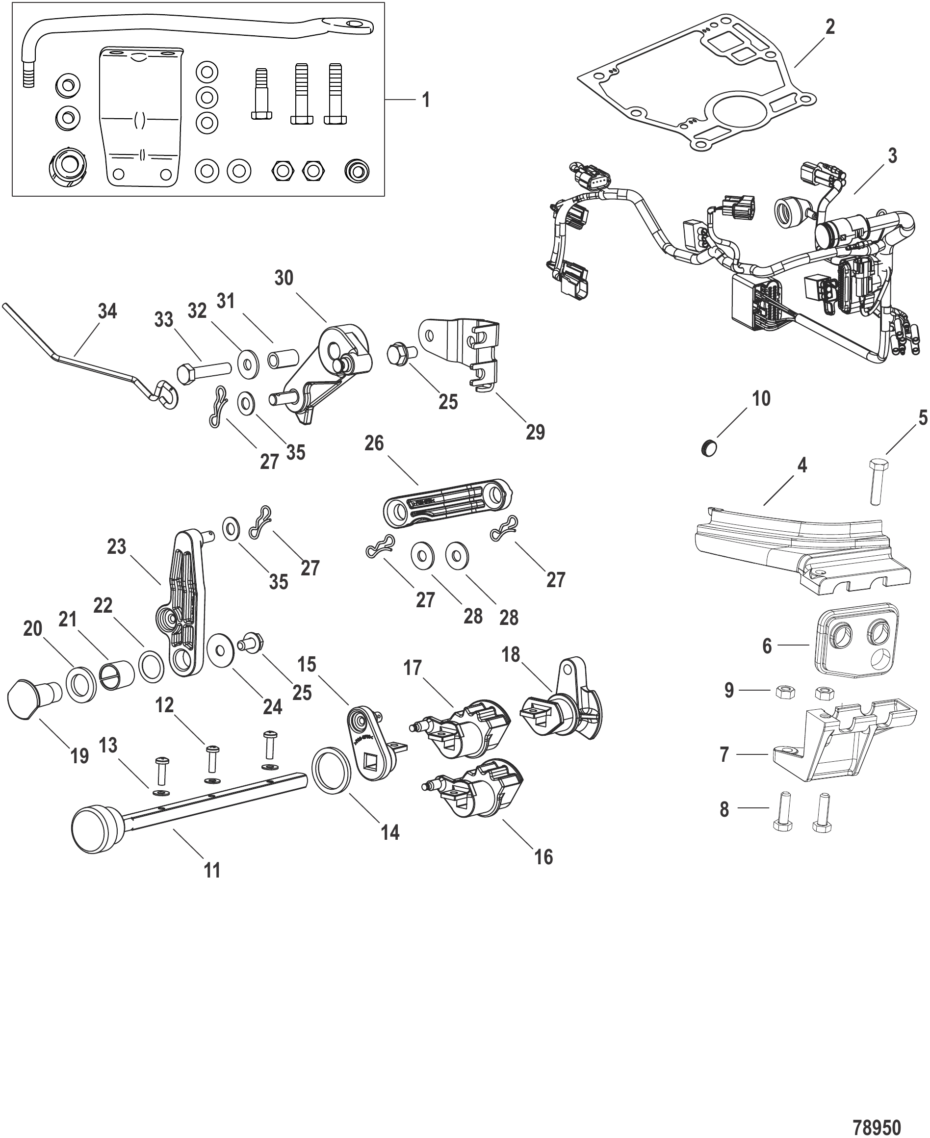 Conversion Kit Tiller Handle Models to Remote Control Models 8M0227954
