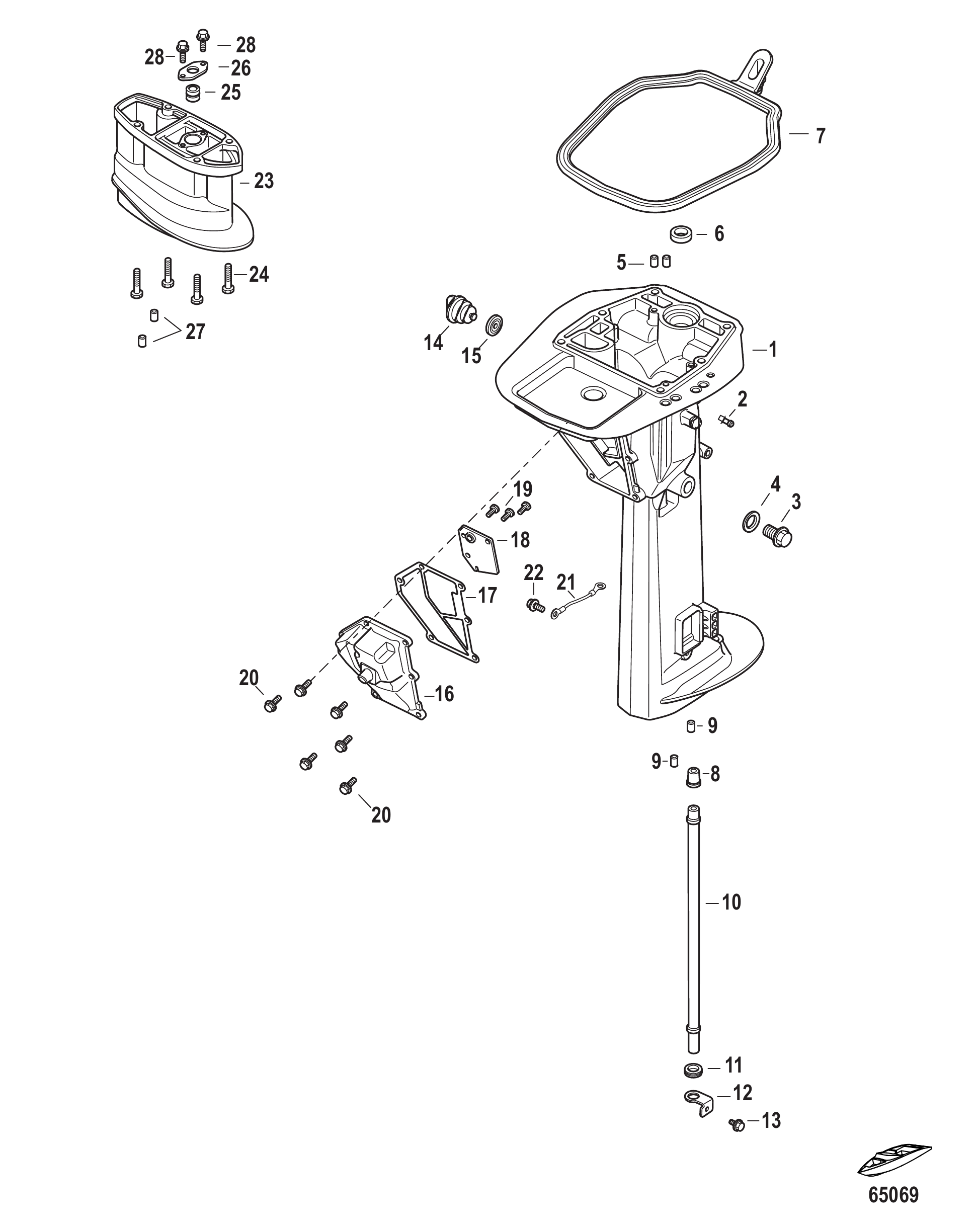 驱动轴壳体-序列号1R029248及以上 Driveshaft Housing Serial # 1R029248 and Up