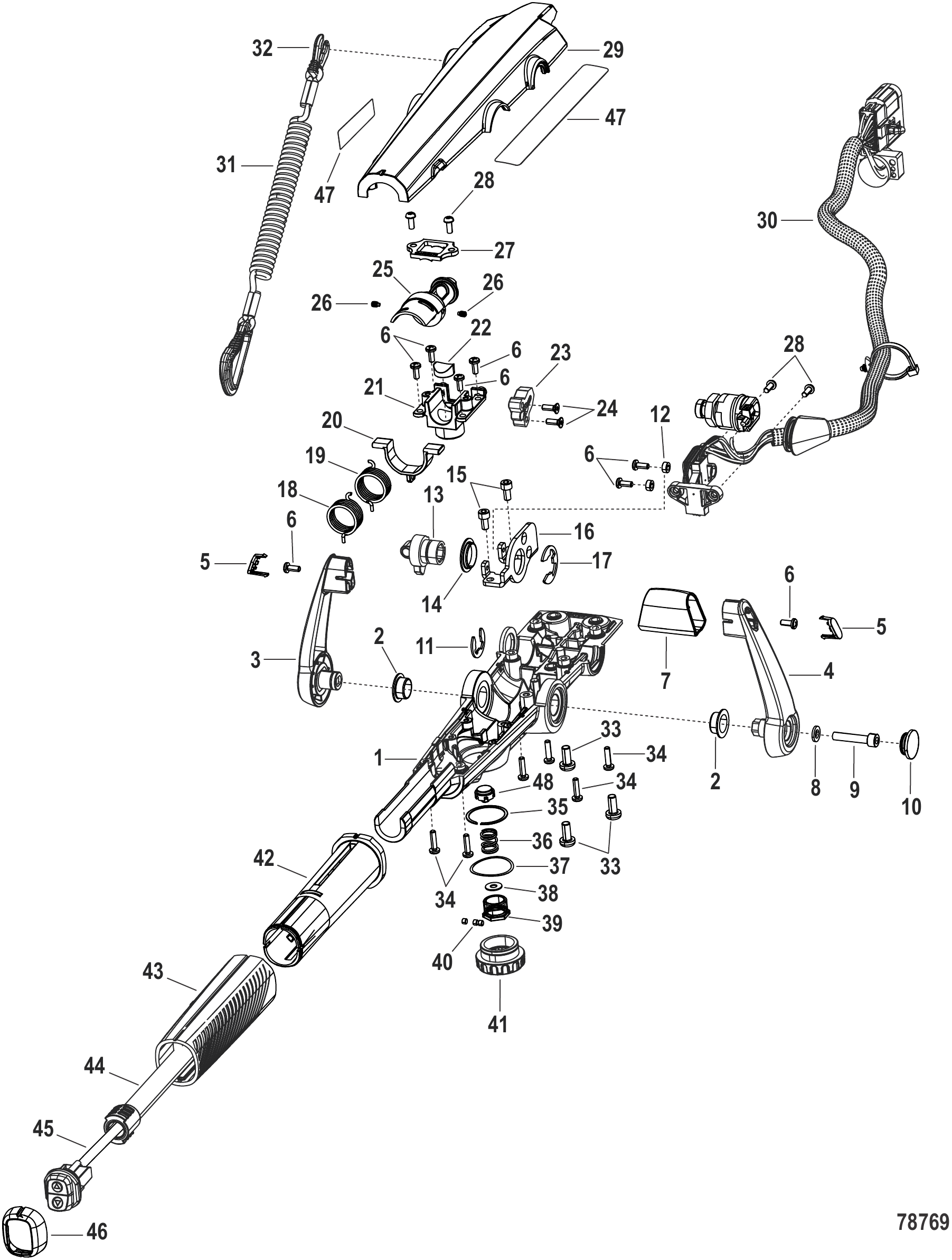 Steering Tiller Handle 75e Models