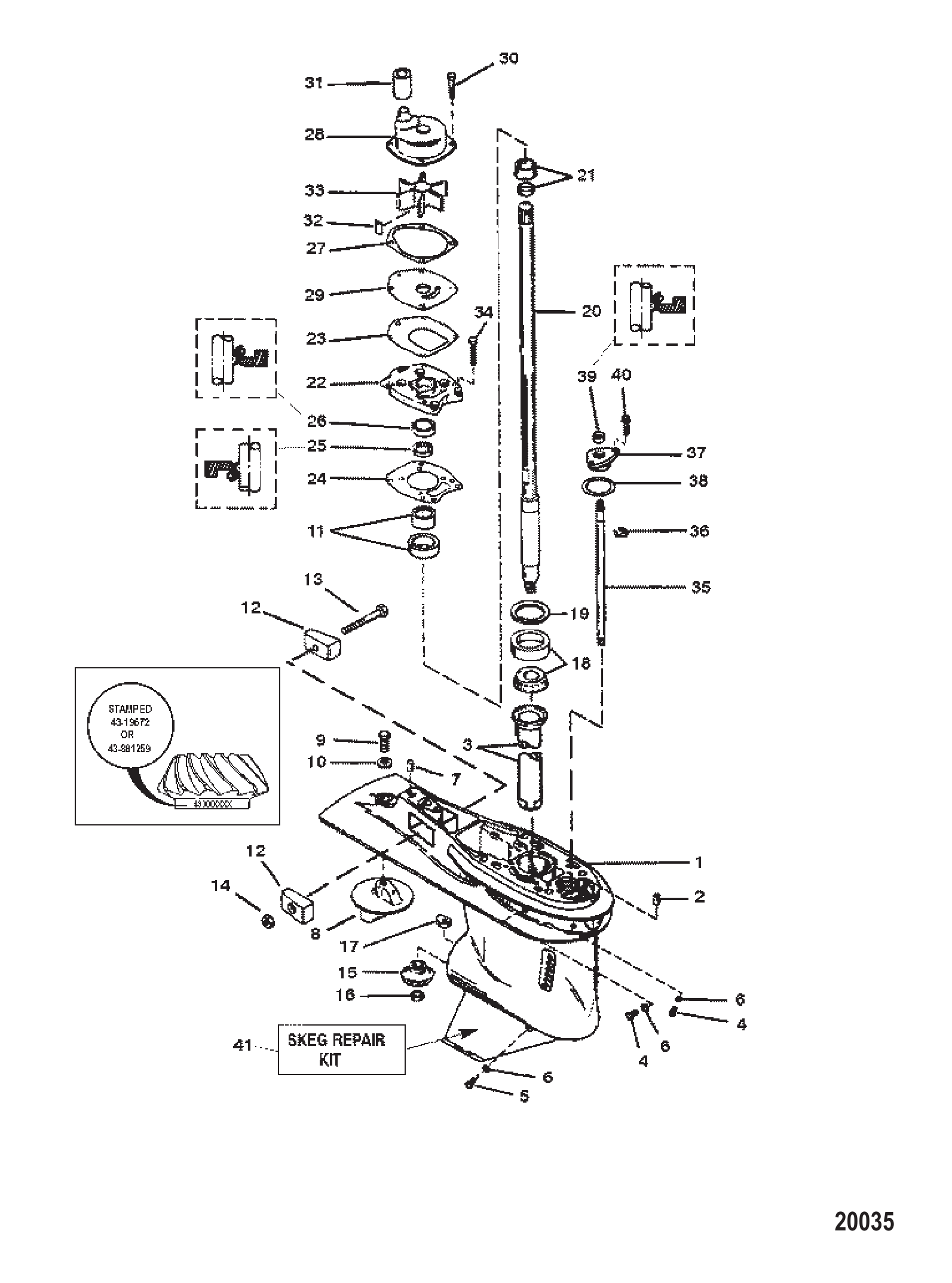 齿轮箱总成(驱动轴)(6爪倒车离合器) Gear Housing Assembly (Driveshaft) (6 Jaw Reverse Clutch)