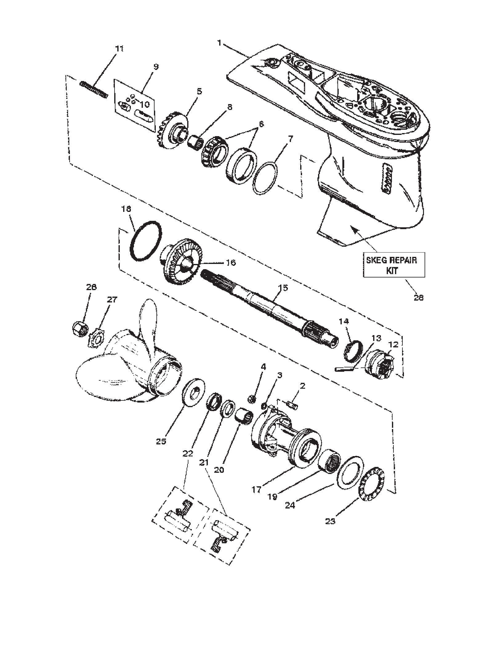 Gear Housing Assembly (Propshaft) (6 Jaw Reverse Clutch)