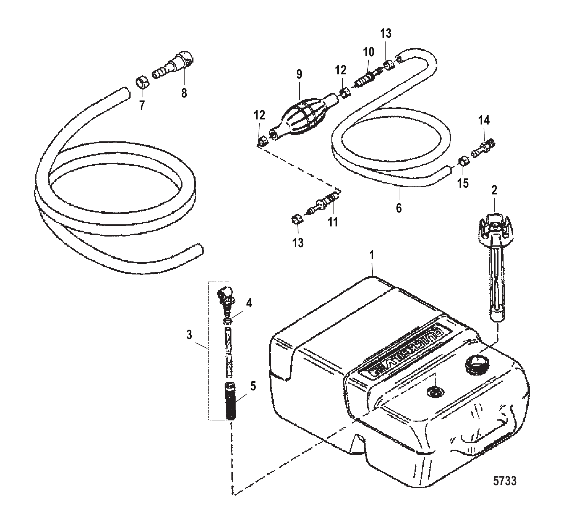 FUEL TANK AND LINE ASSEMBLY (6.6 GALLON)