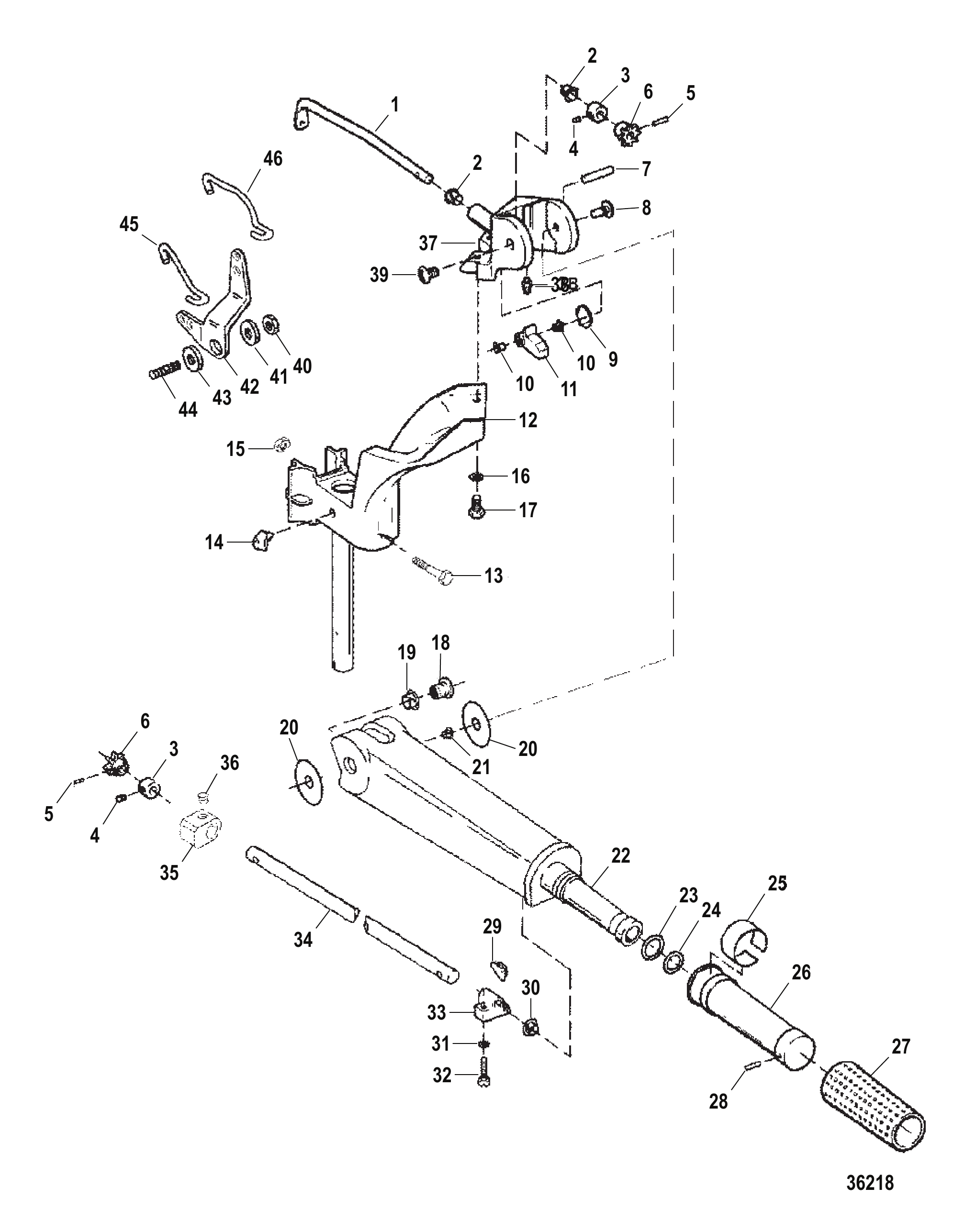 Tiller Handle and Throttle Linkage