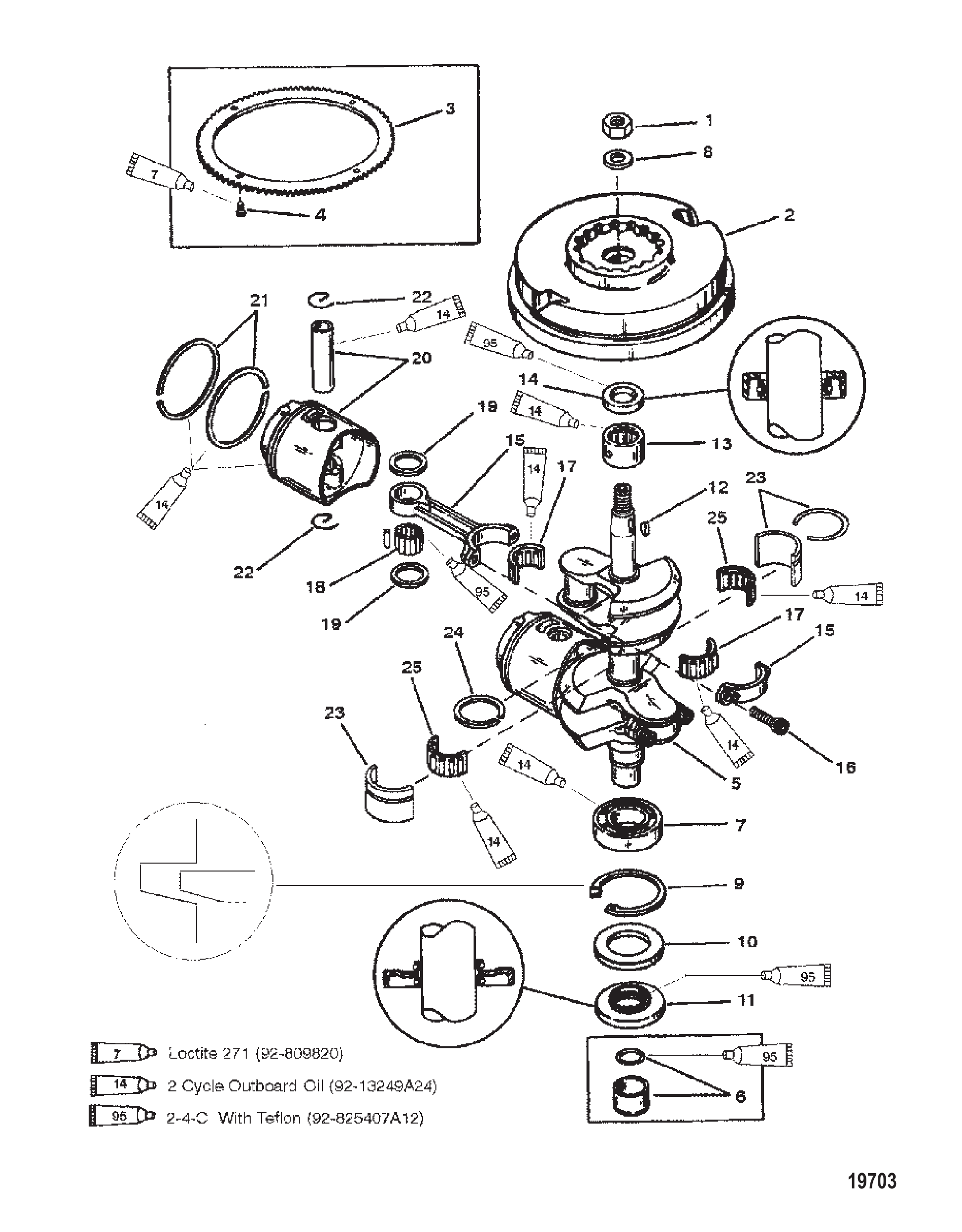 曲轴(15)(9.9-序列号-美国-0G112450/比利时-9831800 及以上) Crankshaft (15)(9.9-S/N-USA-0G112450/BEL-9831800 & Up)