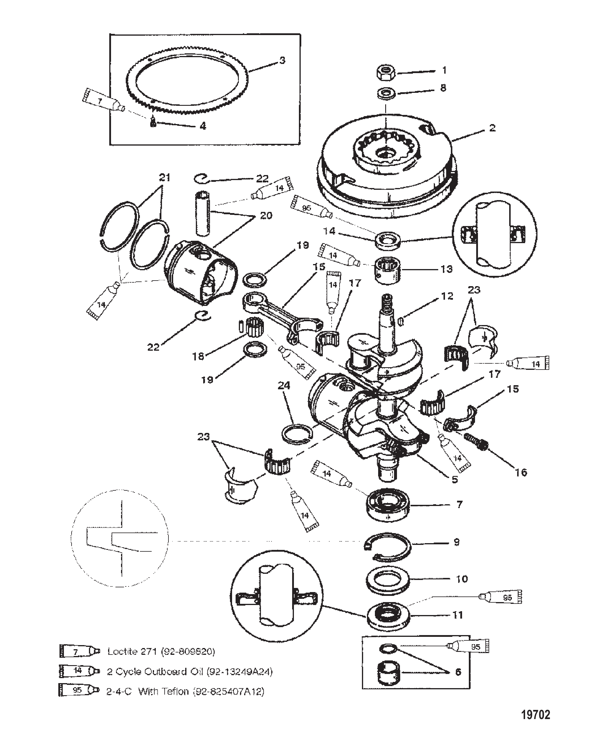 曲轴(6/8)(9.9-美国-0G112449/比利时-9831799 及以下) Crankshaft (6/8)(9.9-USA-0G112449/BEL-9831799 & Below)