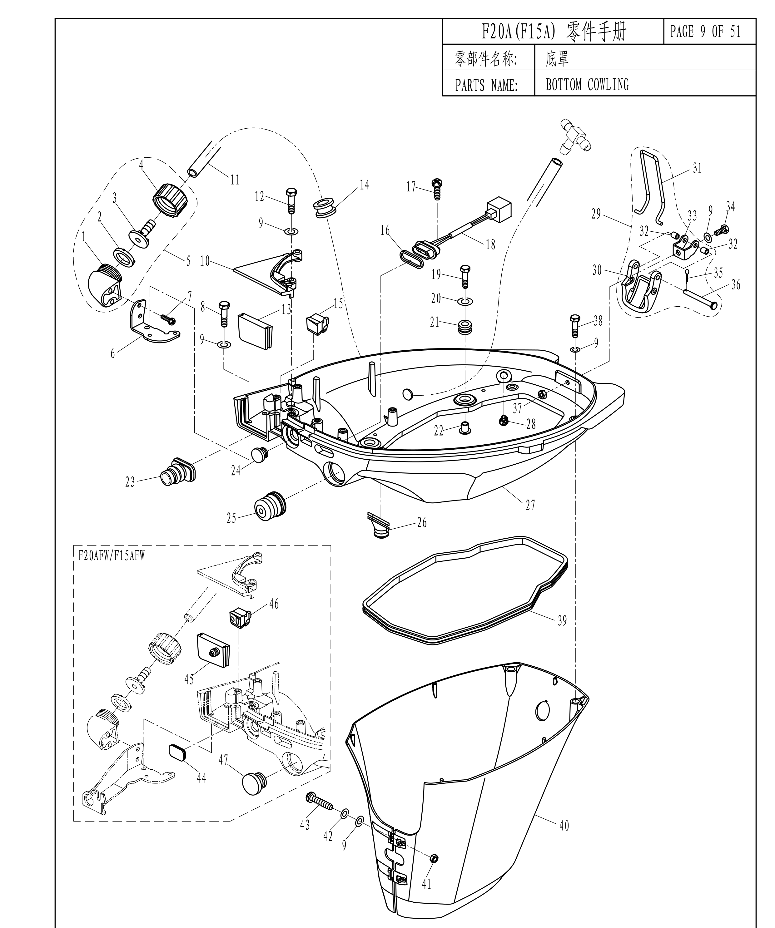 底罩 BOTTOM COWLING 爆炸图