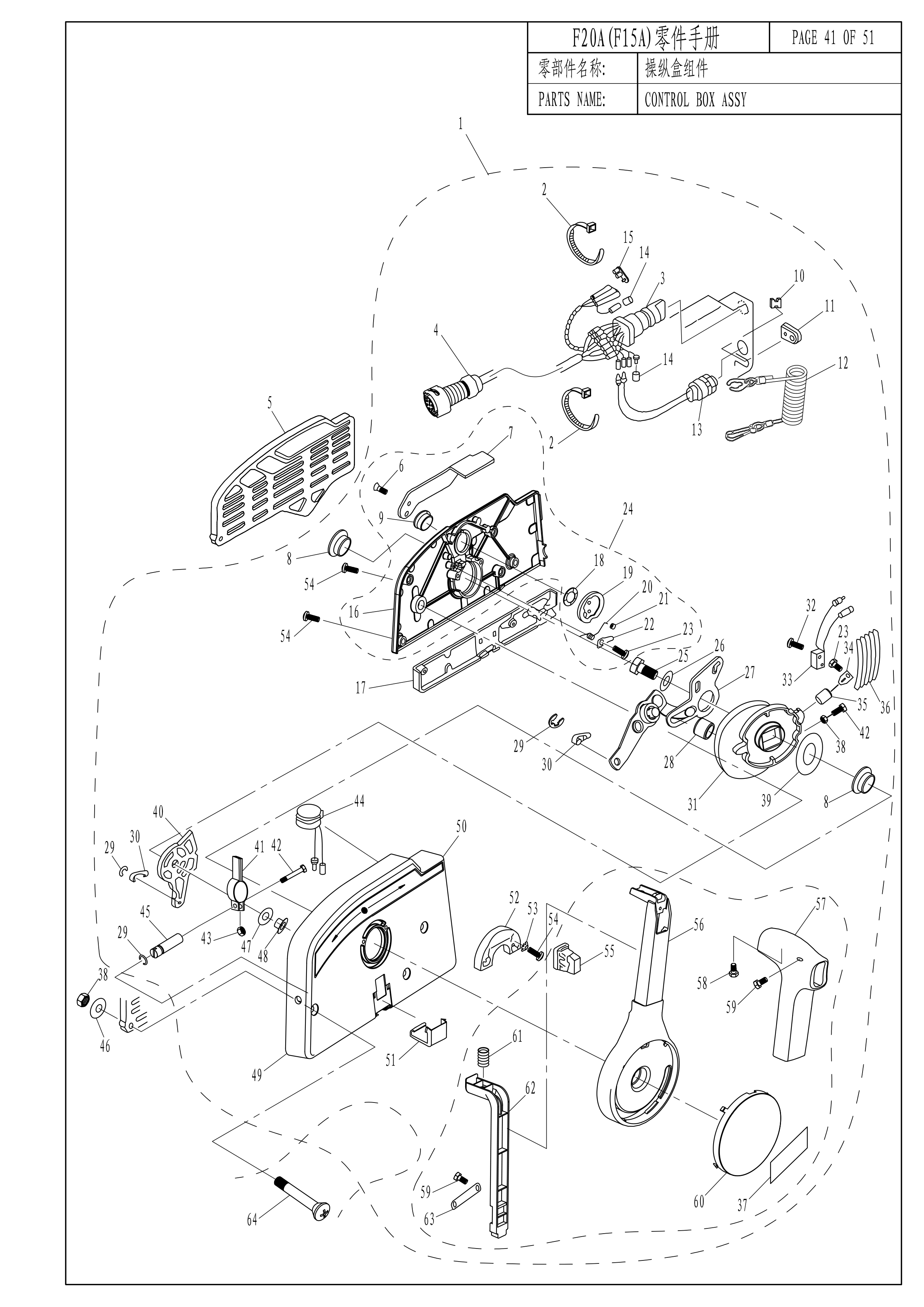 操纵盒组件 CONTROL BOX ASSY 爆炸图