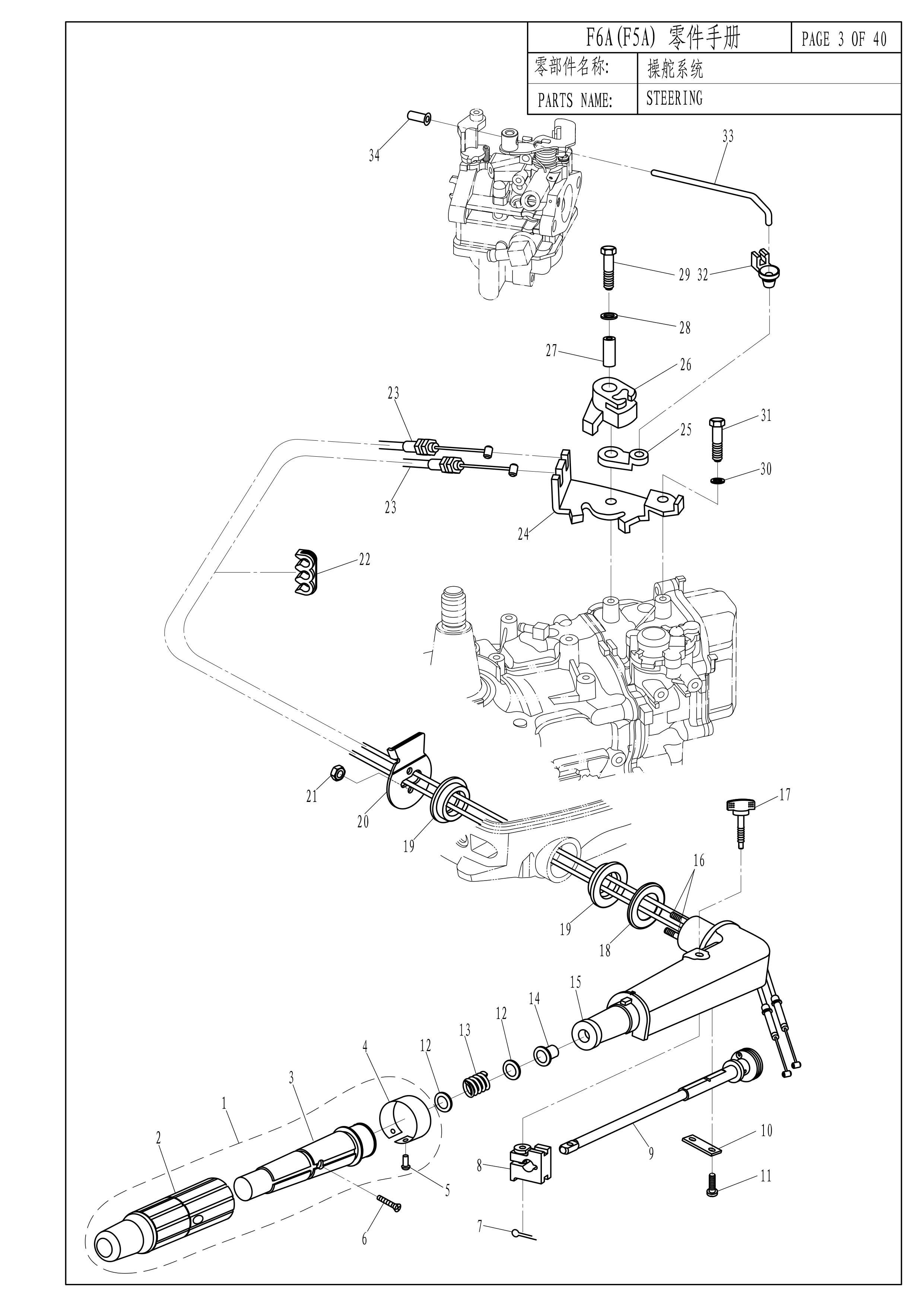 操舵系统 STEERING 爆炸图