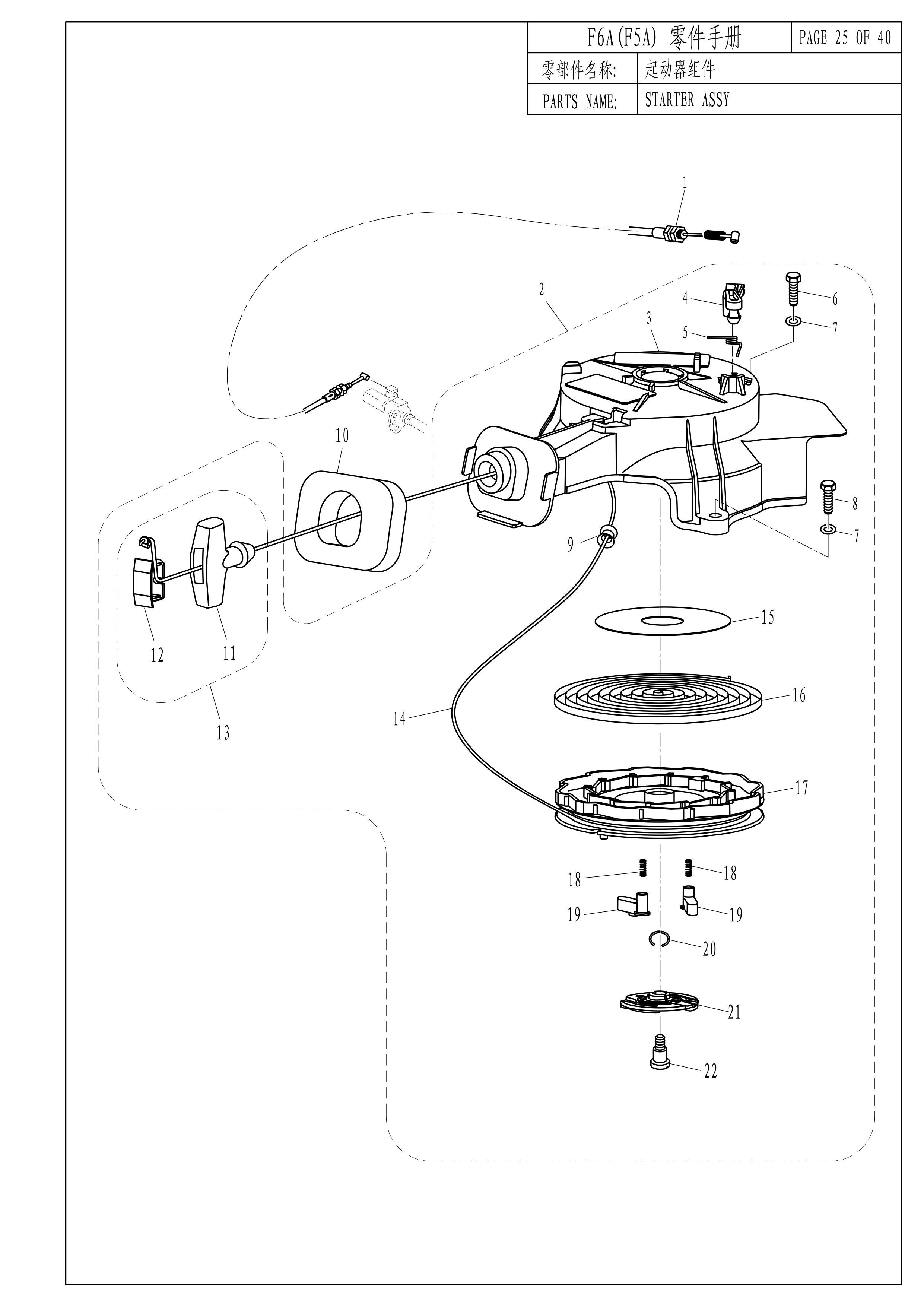 起动器组件 STARTER ASSY 爆炸图