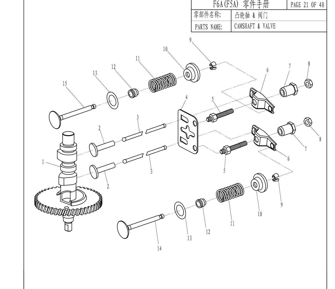 凸轮轴&阀门 CAMSHAFT&VALVE 爆炸图