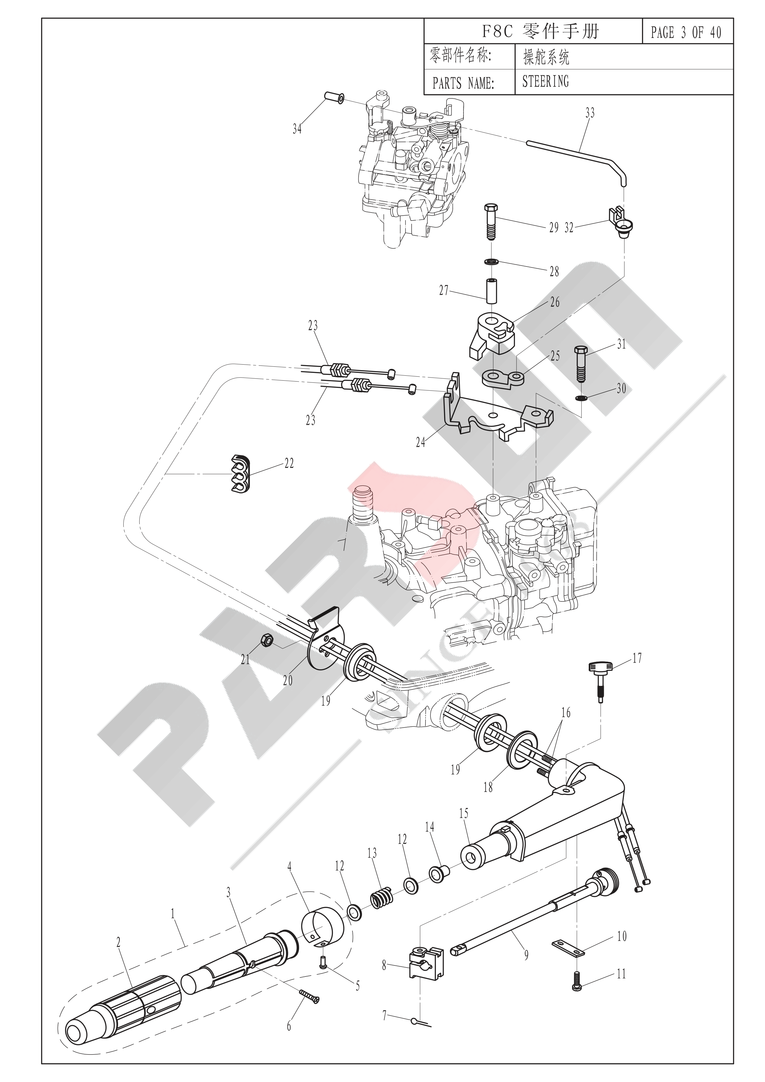操舵系统 STEERING 爆炸图