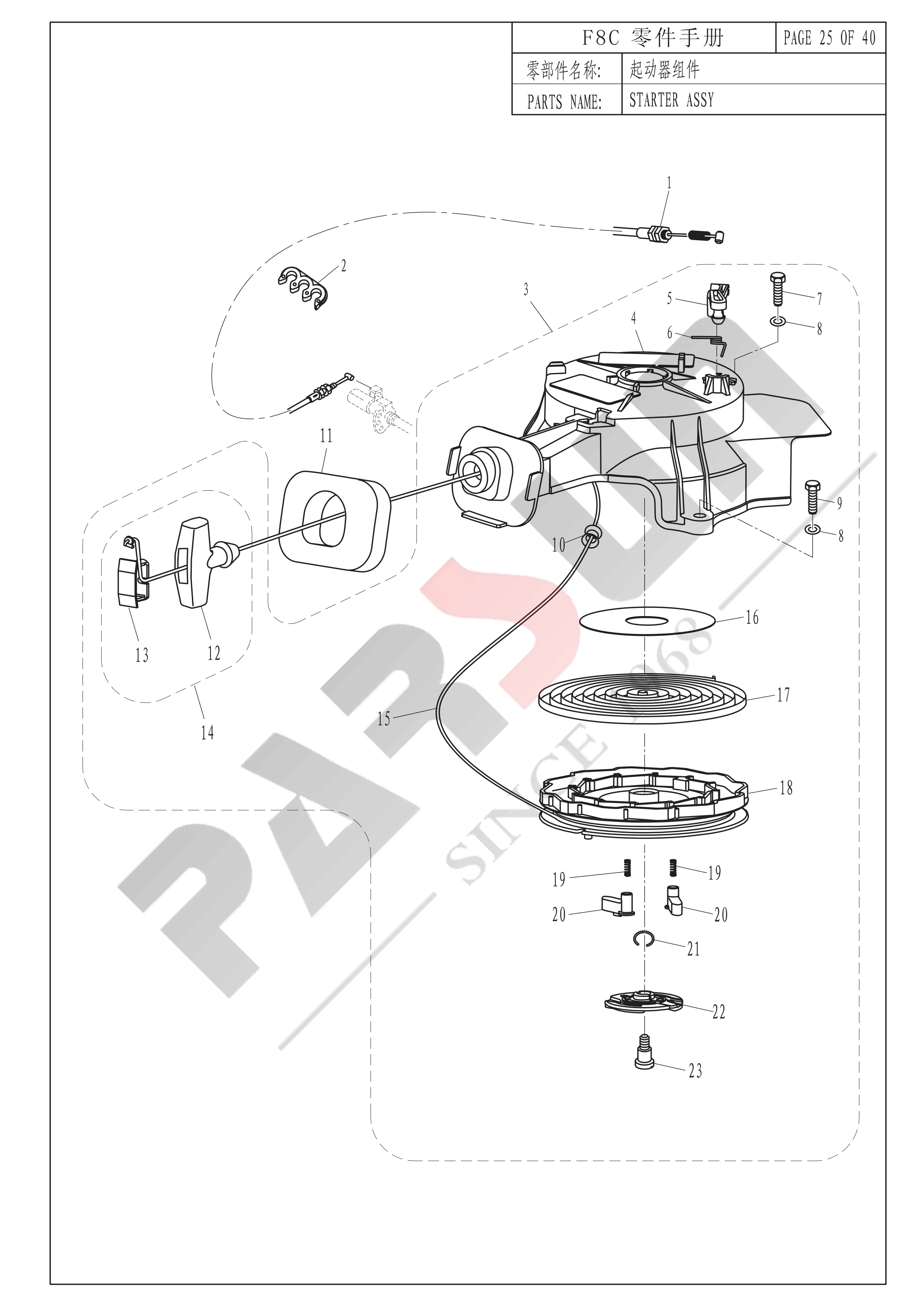 起动器组件 STARTER ASSY 爆炸图
