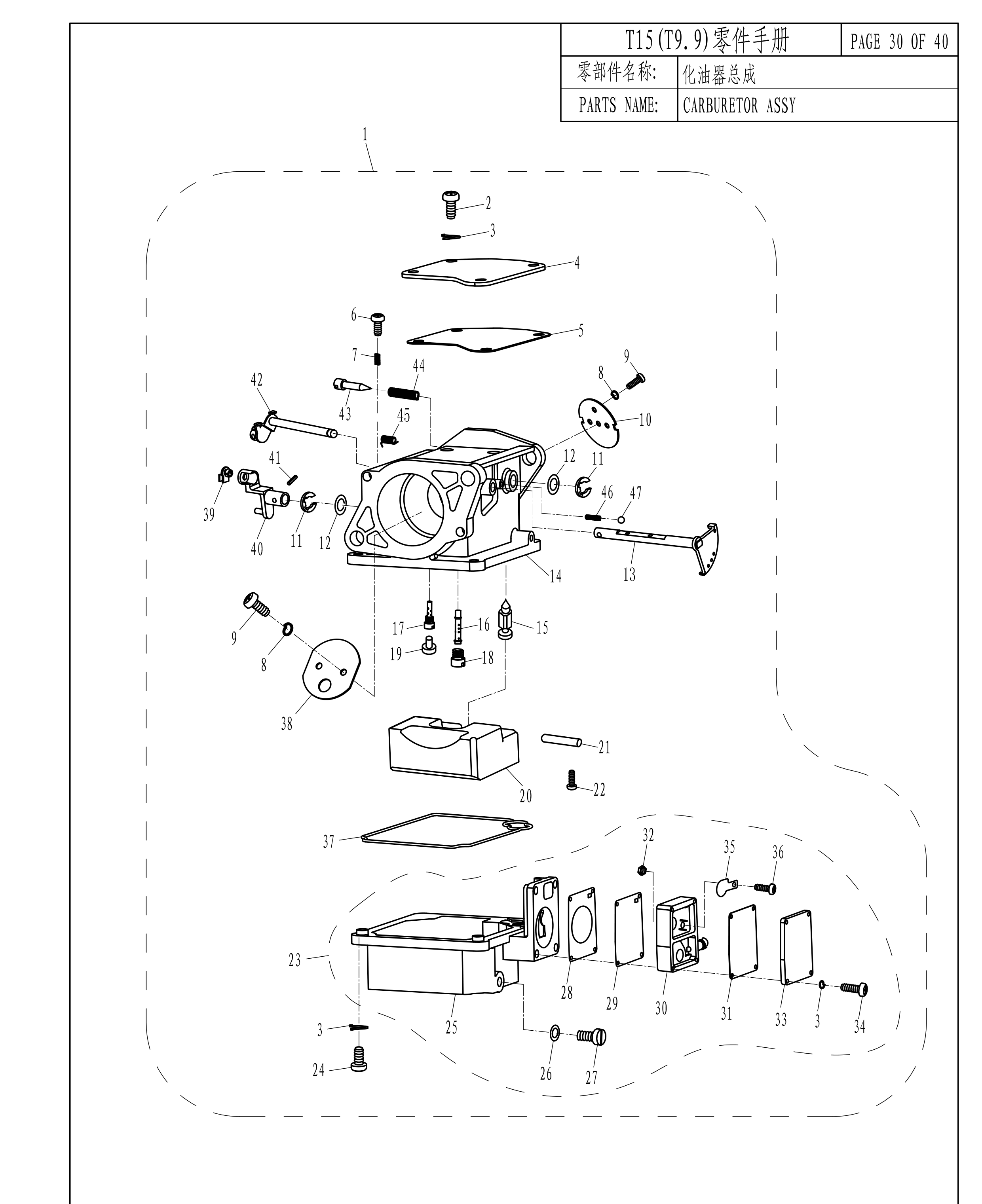 化油器总成 CARBURETOR ASSY 爆炸图