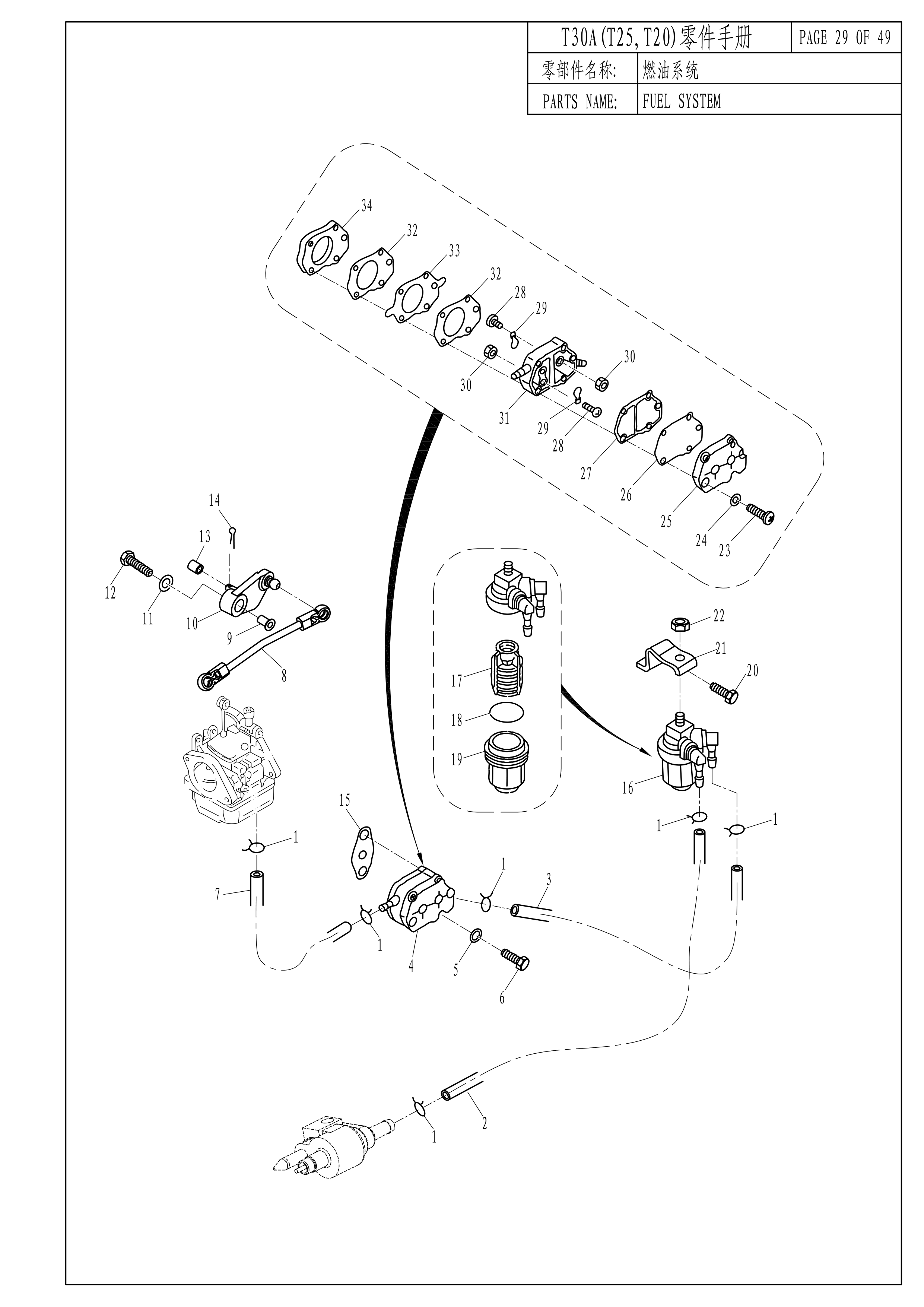 燃油系统 FUEL SYSTEM 爆炸图