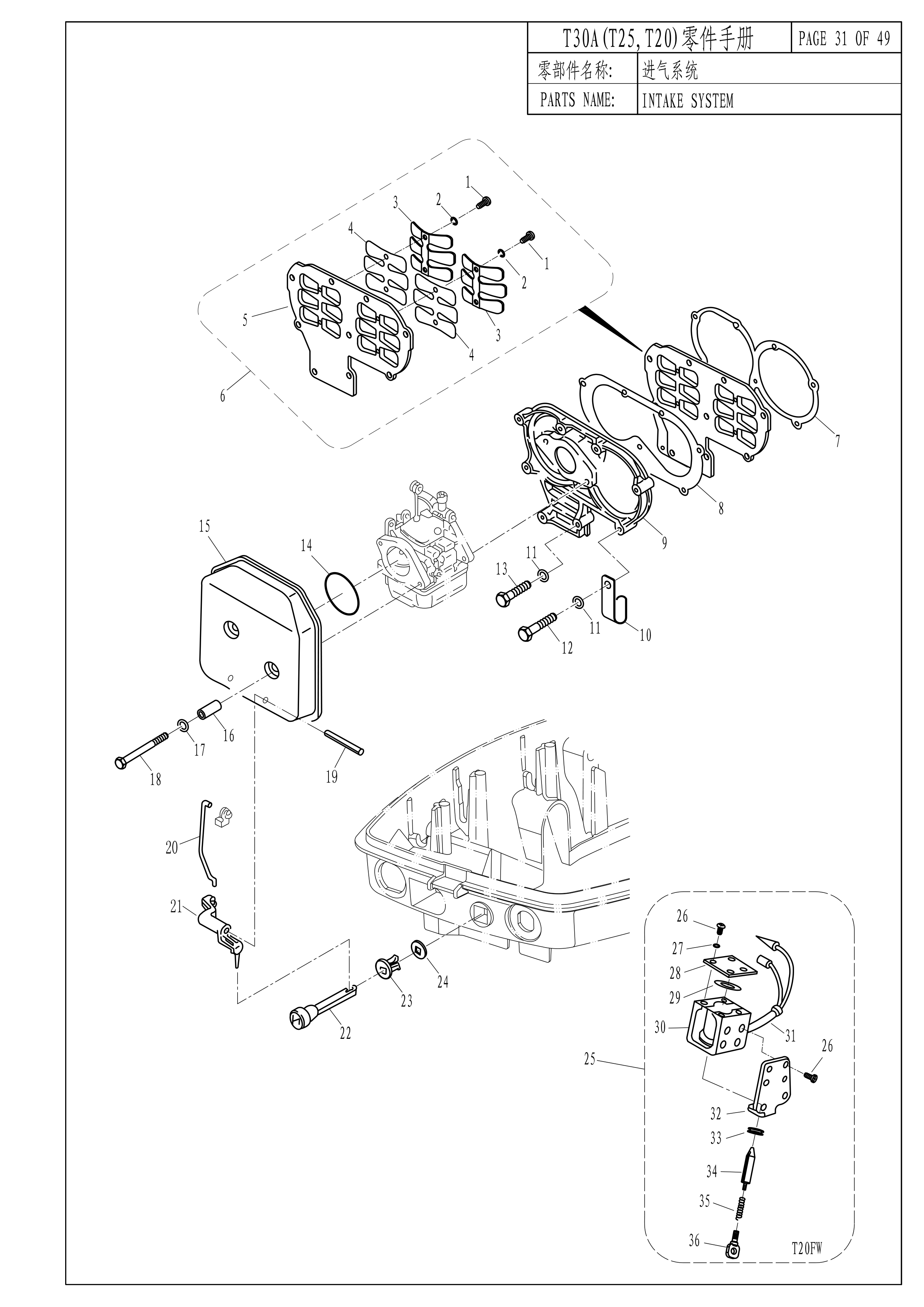 进气系统 INTAKE SYSTEM 爆炸图