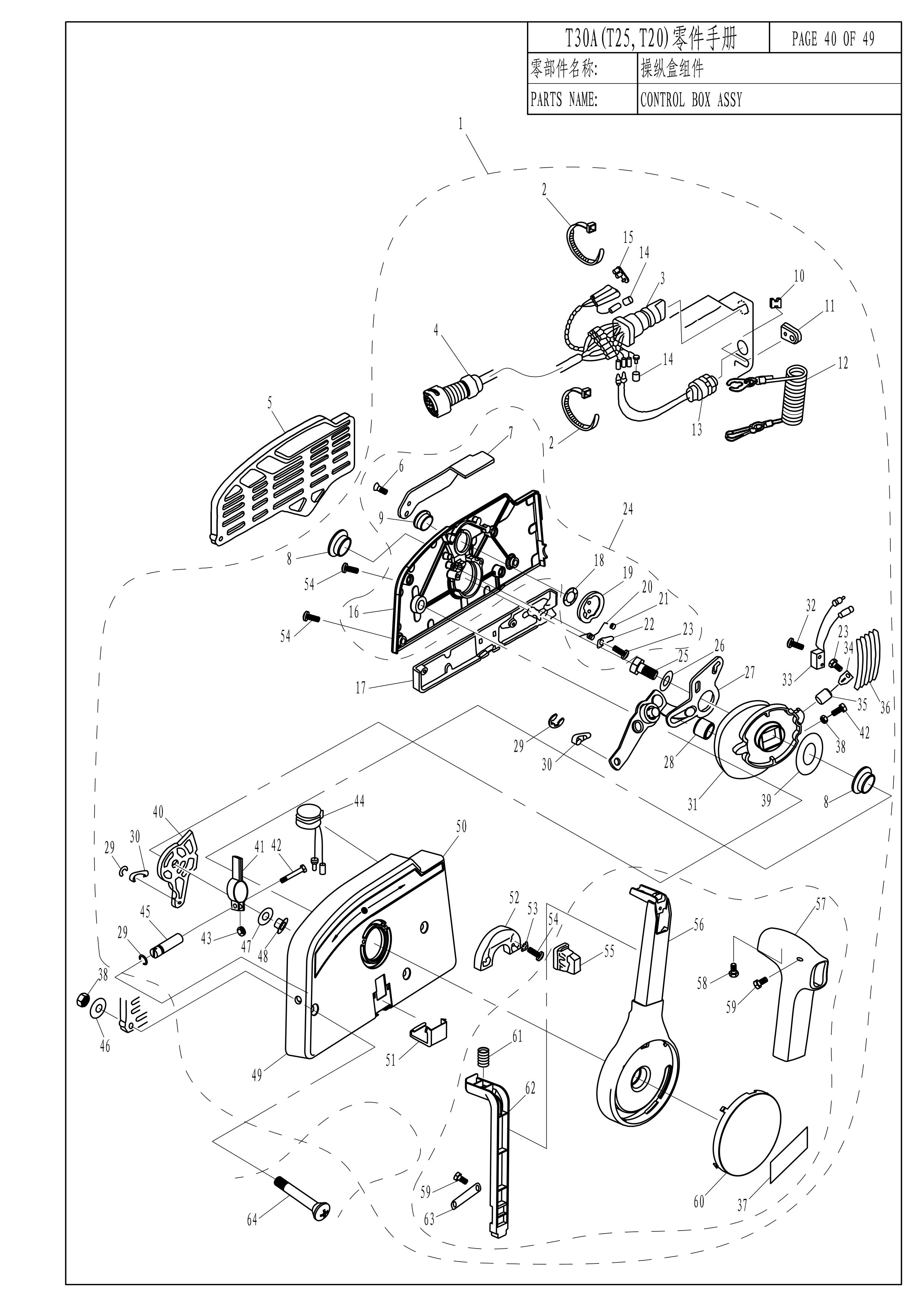 操纵盒组件 CONTROL BOX ASSY 爆炸图