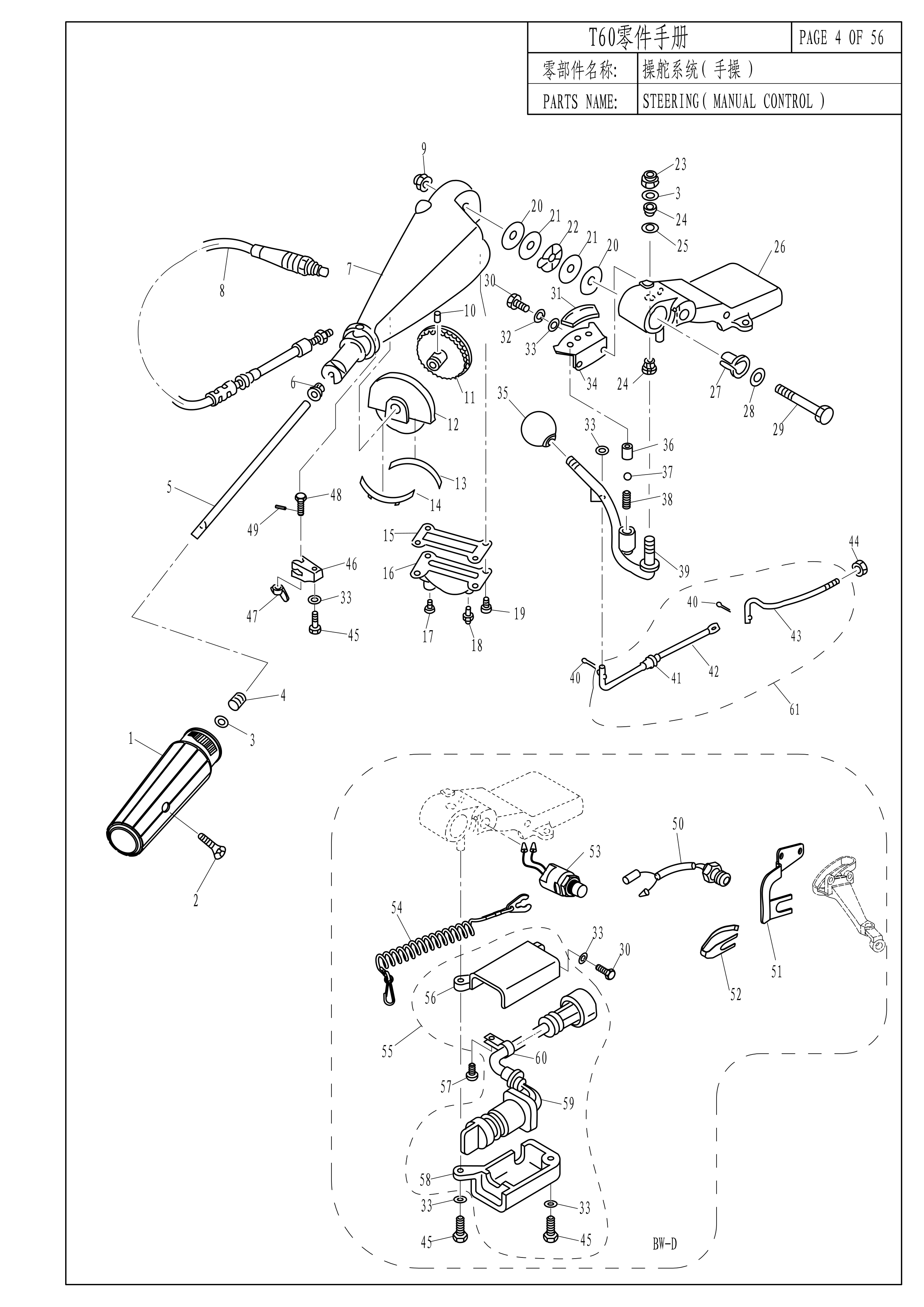 操舵系统 STEERING(MANUAL CONTROL) 爆炸图