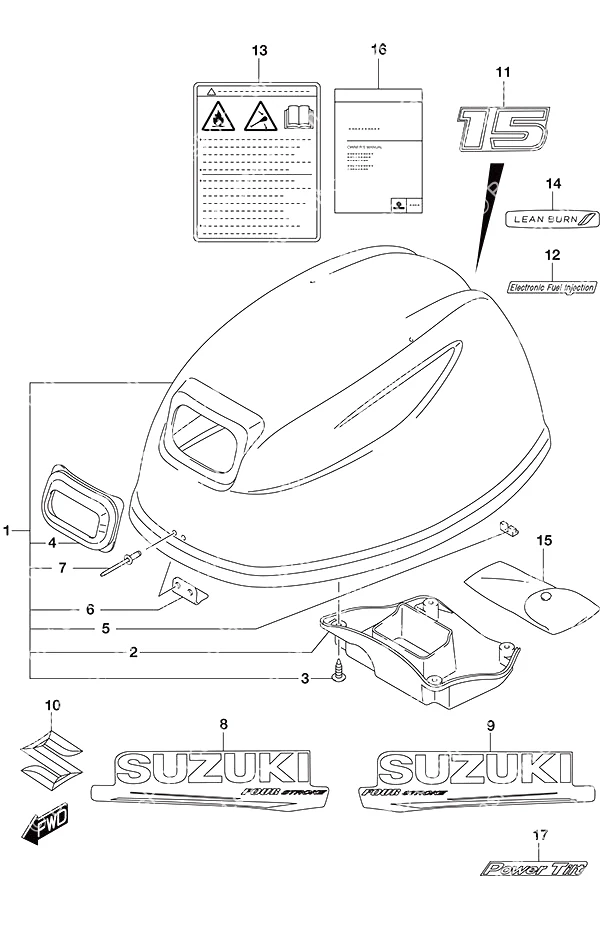 Engine Cover Tiller Handle w/Power Tilt