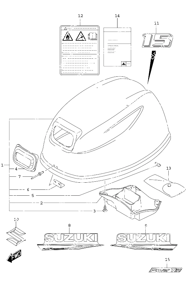 发动机罩带动力倾斜的舵柄手柄 Engine Cover Tiller Handle w/Power Tilt