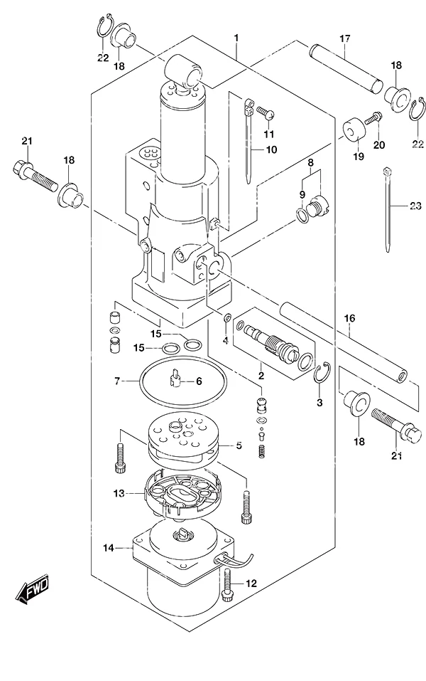 带动力倾斜的倾斜缸舵柄手柄 Tilt Cylinder Tiller Handle w/Power Tilt